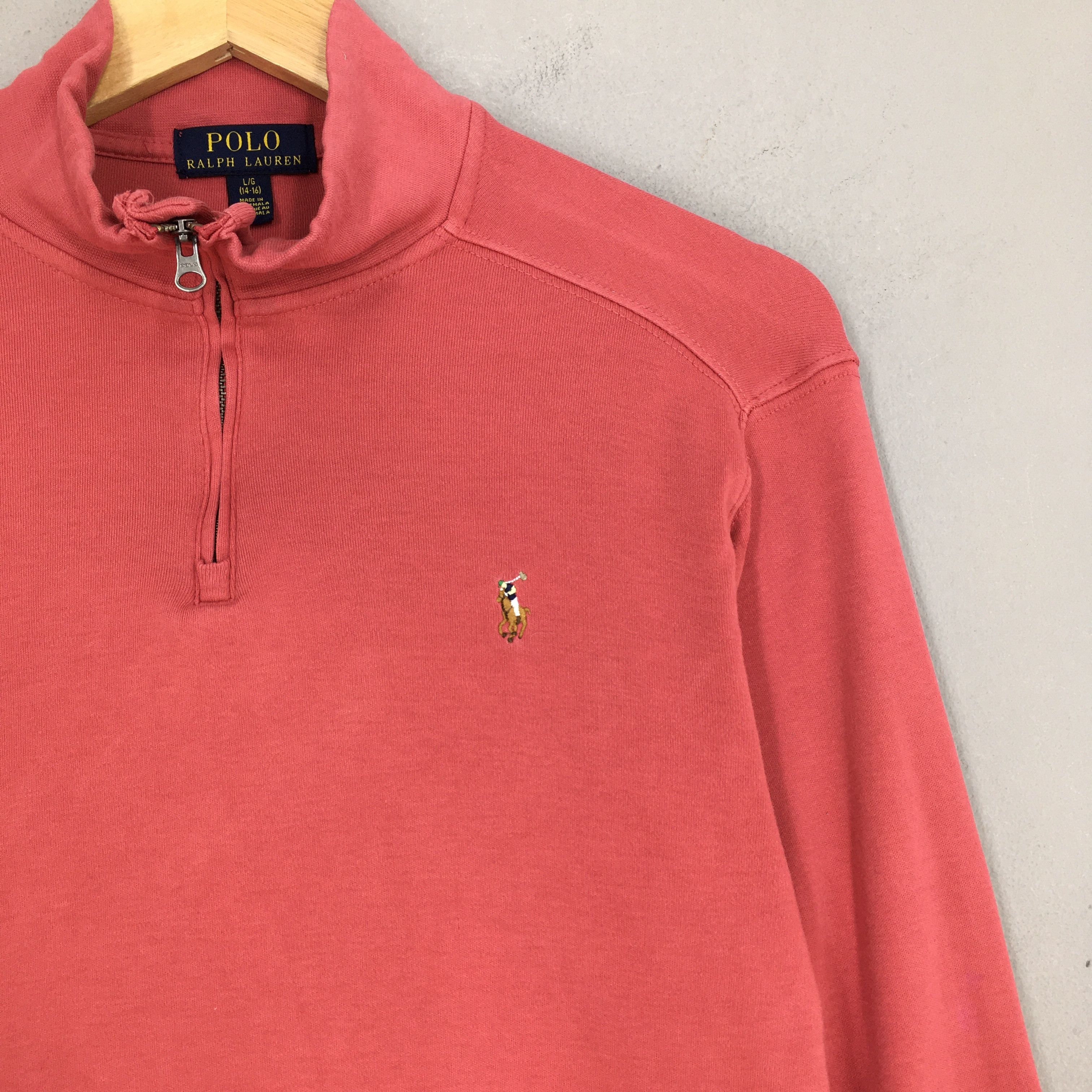 Polo Ralph Lauren Vintage Polo Ralph Lauren Pink Half Zipper Sweatshirt Large Size L / US 10 / IT 46 - 2 Thumbnail