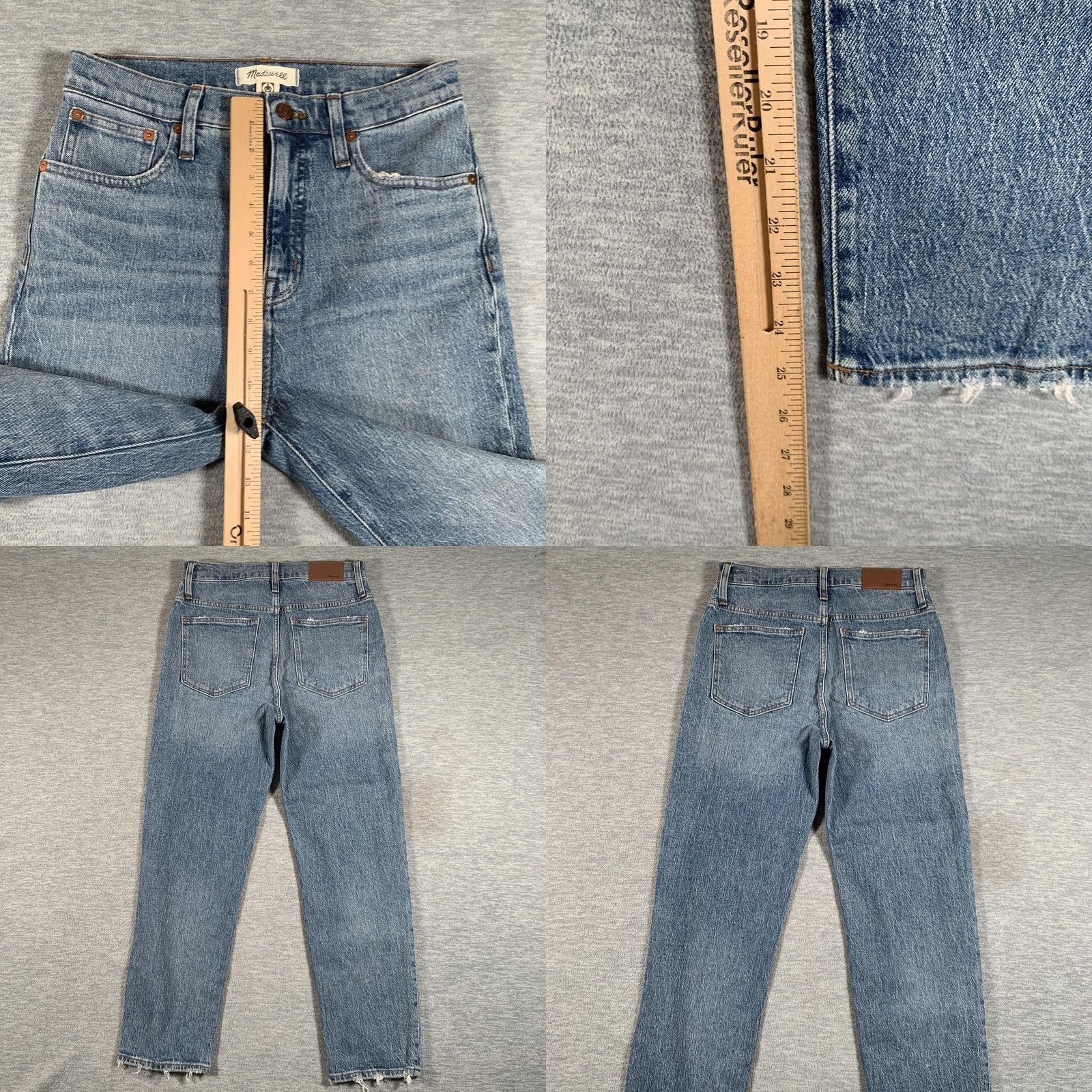 Madewell Madewell Jeans Womens 26 Blue Classic Straight High Rise Raw Hem Denim Stretch Size 26" / US 2 / IT 38 - 8 Thumbnail