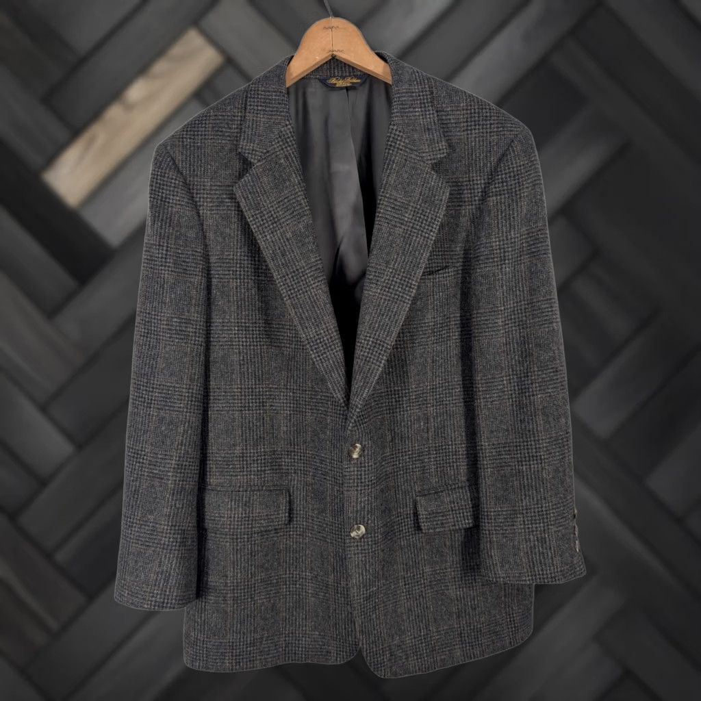 Brooks Brothers VINTAGE Brooks Brothers Camehair Houndstooth Gray Plaid Blazer Jacket USA Unionmade 42 Men Blazer 42 Gray USA Vintage Size 42R - 1 Thumbnail