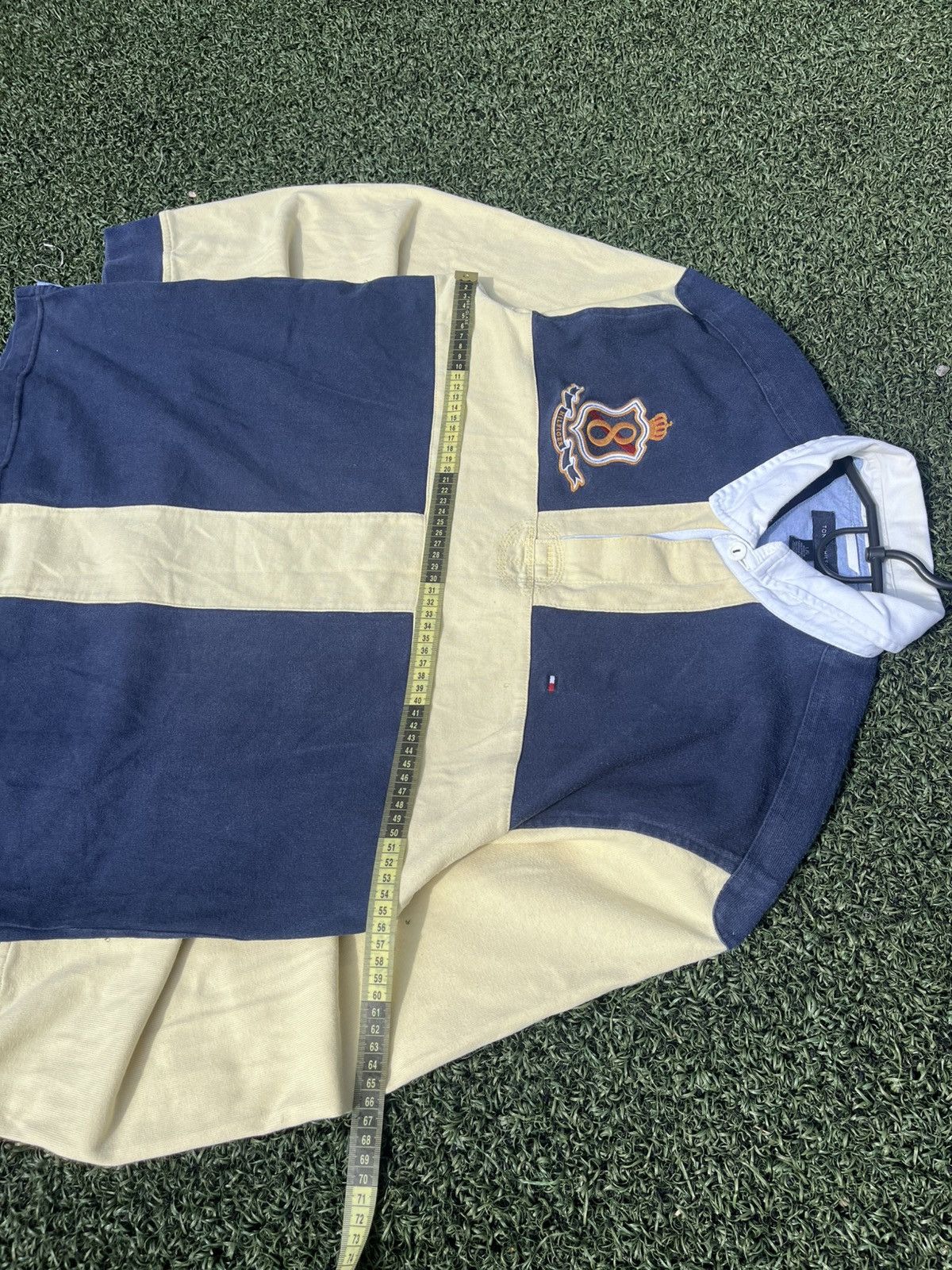 Tommy Hilfiger Tommy Hilfiger Rugby Shirt Crest 90s Navy Beige Size US L / EU 52-54 / 3 - 8 Thumbnail