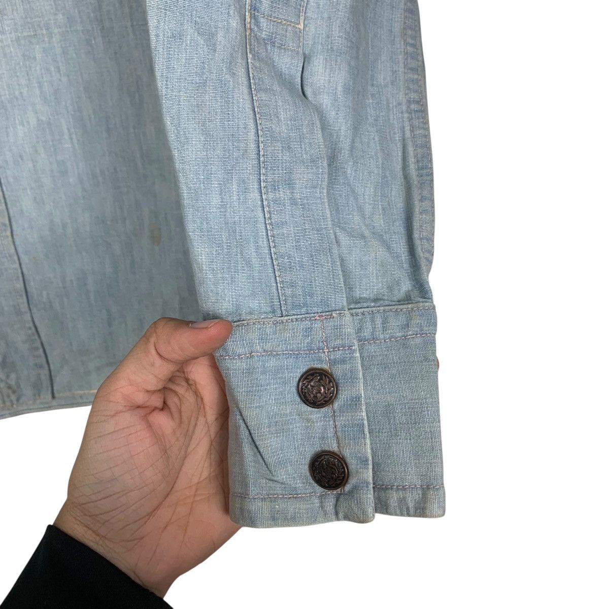 Japanese Brand Vintage 90's DOMINGO Denim Shirt #2925-C132 Size US M / EU 48-50 / 2 - 13 Thumbnail