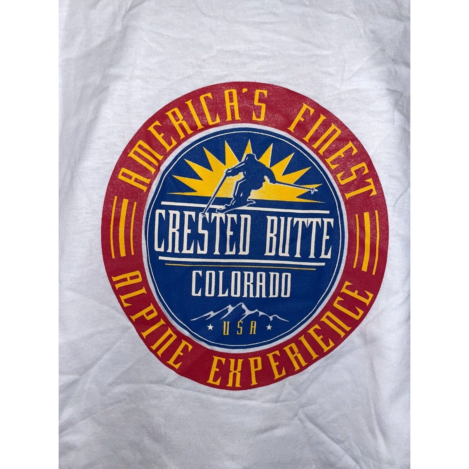 Jerzees 90s Crested Butte CO Alpine Ski Skiing White Shirt VTG L Size US L / EU 52-54 / 3 - 6 Thumbnail