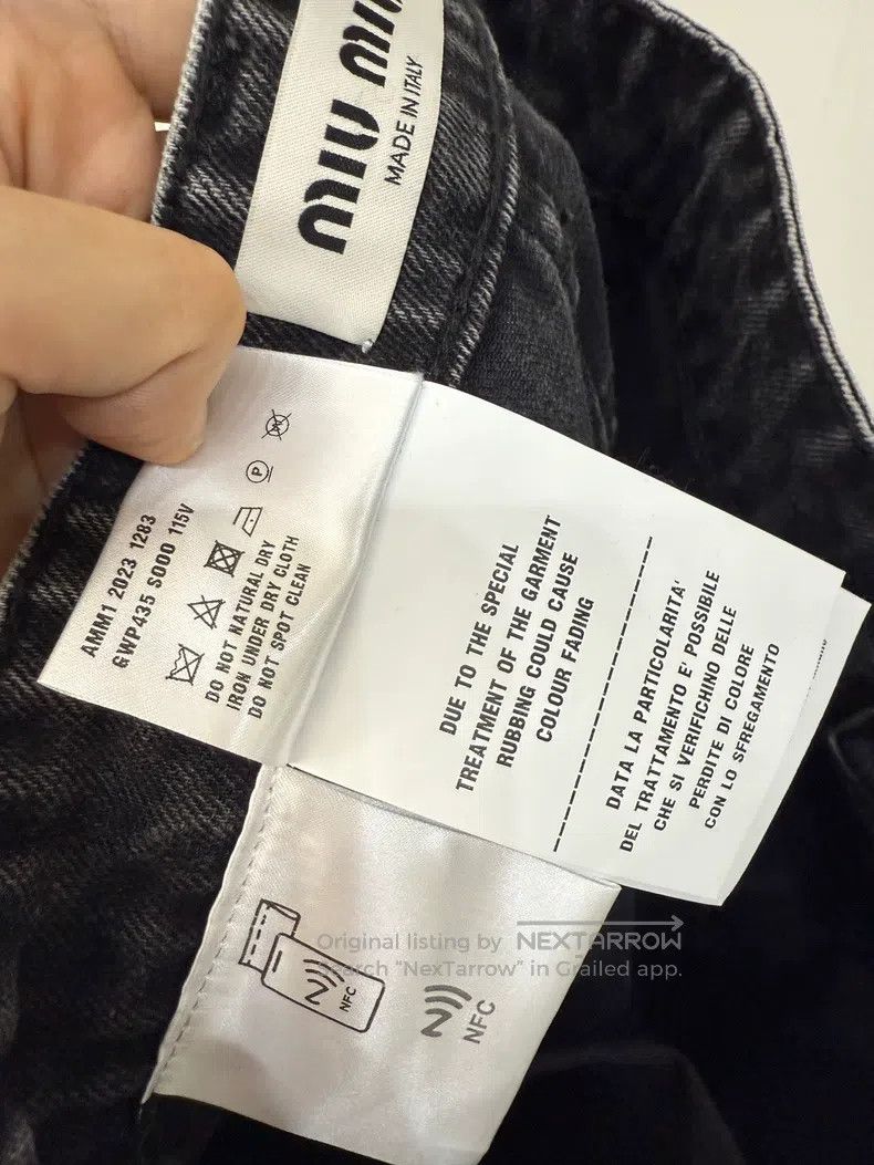 Miu Miu Miu Miu 24 Black and gray letter logo jeans Size 24" / US 00 / IT 34 - 5 Thumbnail