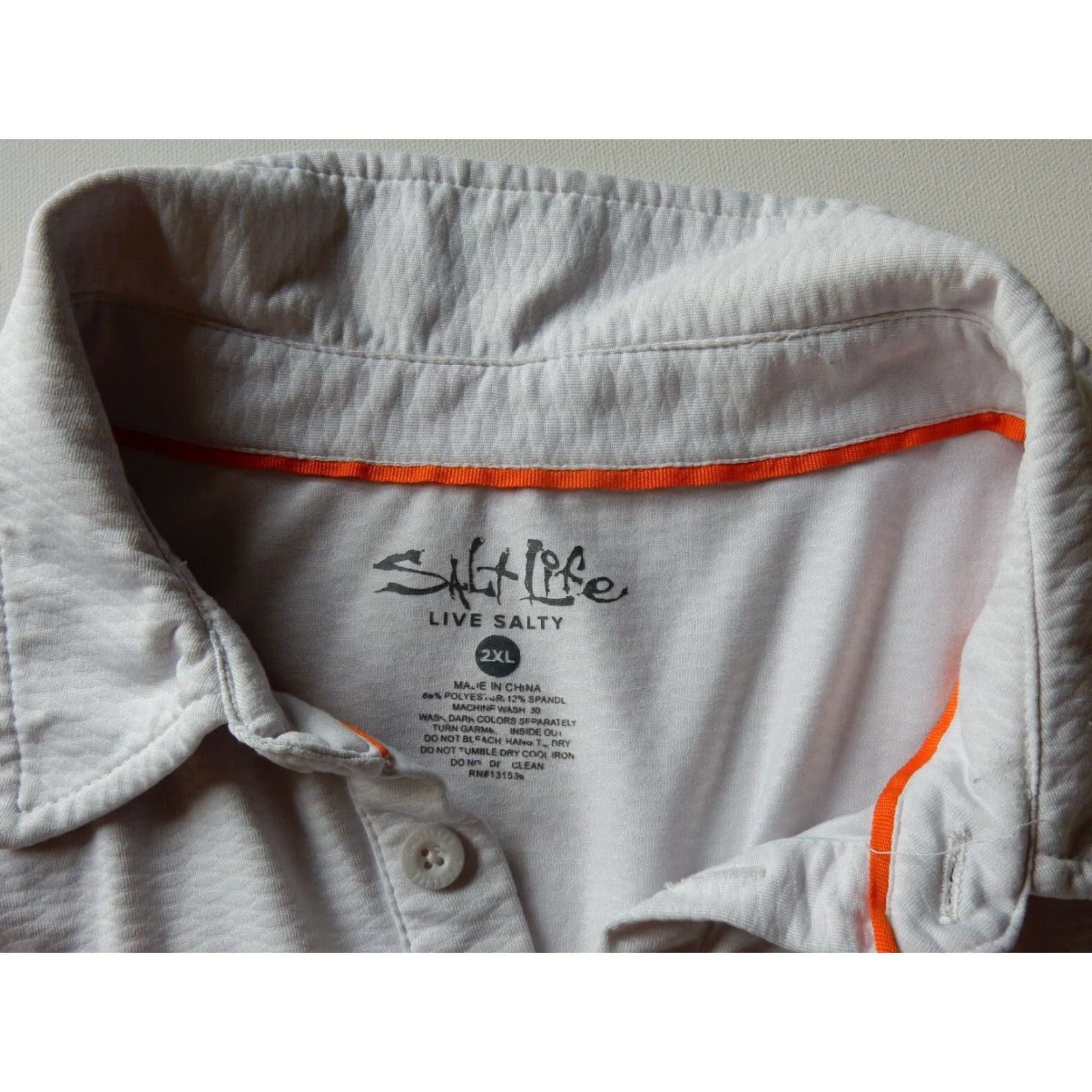Vintage Salt Life Polo Shirt Men XXL Short Sleeve Solid Ivory Polyester Polo Shirt Mens 2XL Size US XXL / EU 58 / 5 - 6 Thumbnail