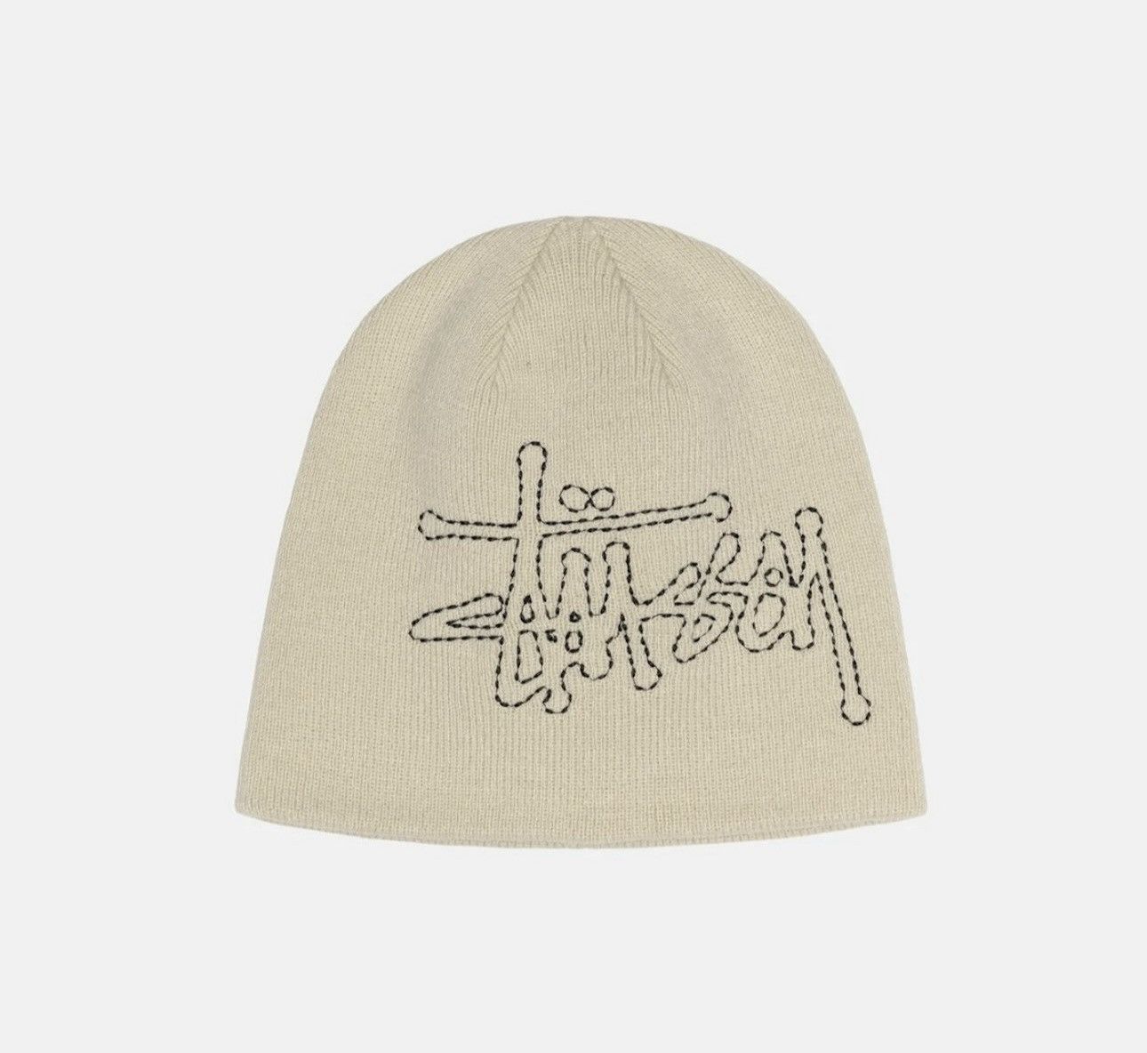 image of Stussy Sand Basic Logo Stitch Beanie Skull Cap, Men's