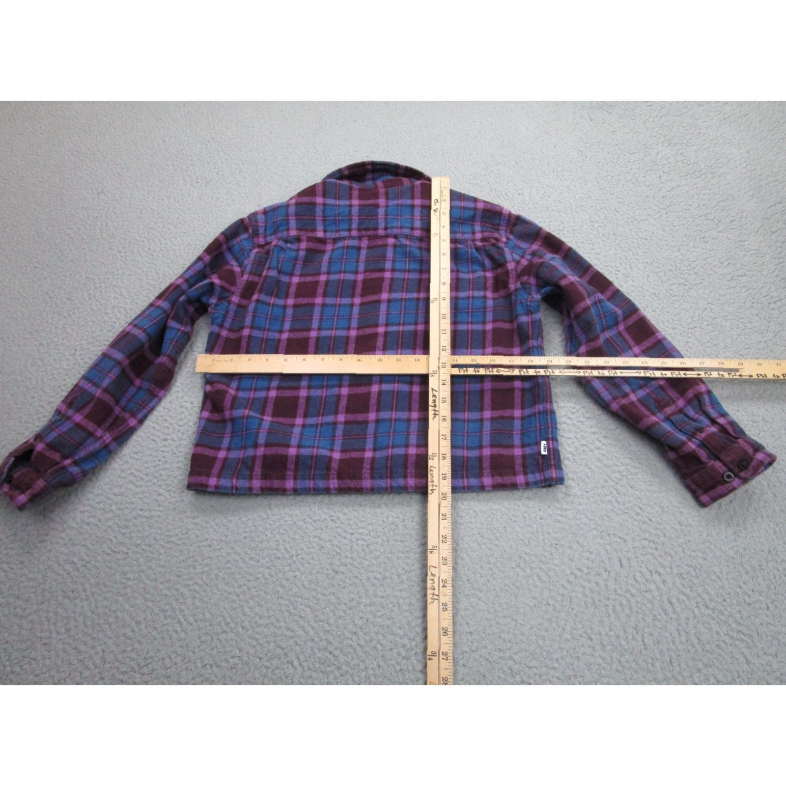 Obey VINTAGE Obey Shirt Womens XS Purple Plaid Flannel Organic Cotton Button Front Casual Size XS / US 0-2 / IT 36-38 - 5 Thumbnail