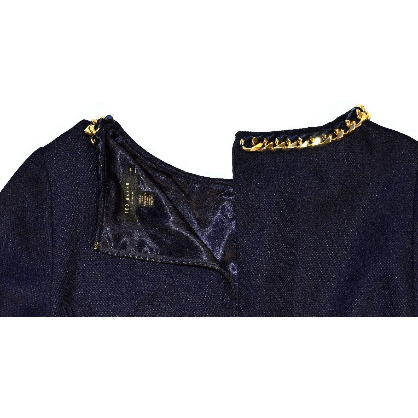 Ted Baker NEW TED BAKER Gold Tone Chain Trim Sheath Dress Sz 1 US 4 Size S / US 4 / IT 40 - 7 Thumbnail