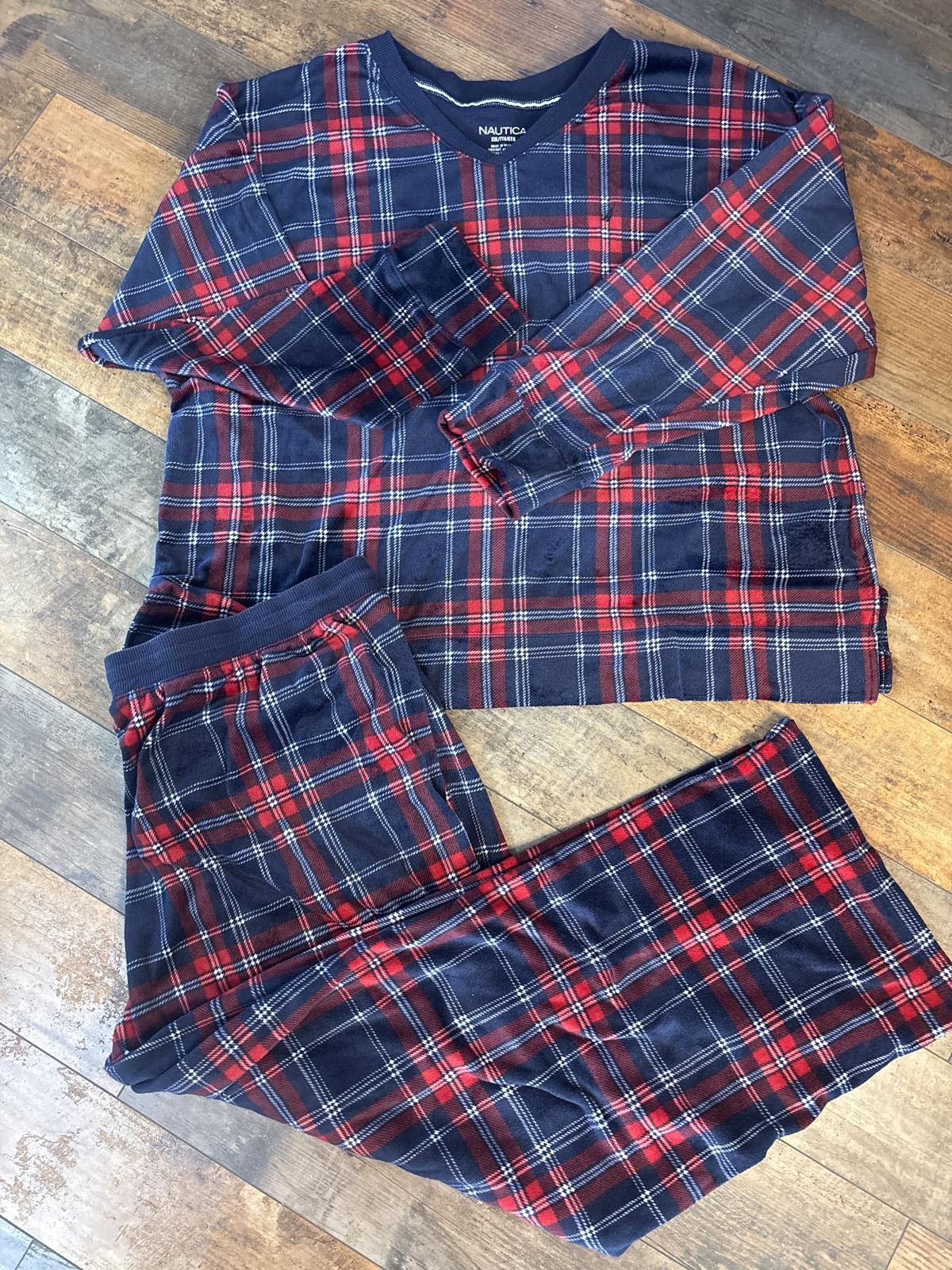 Nautica Nautica Men's XXL Red and Navy Plaid Pajama Set Size ONE SIZE - 1 Thumbnail