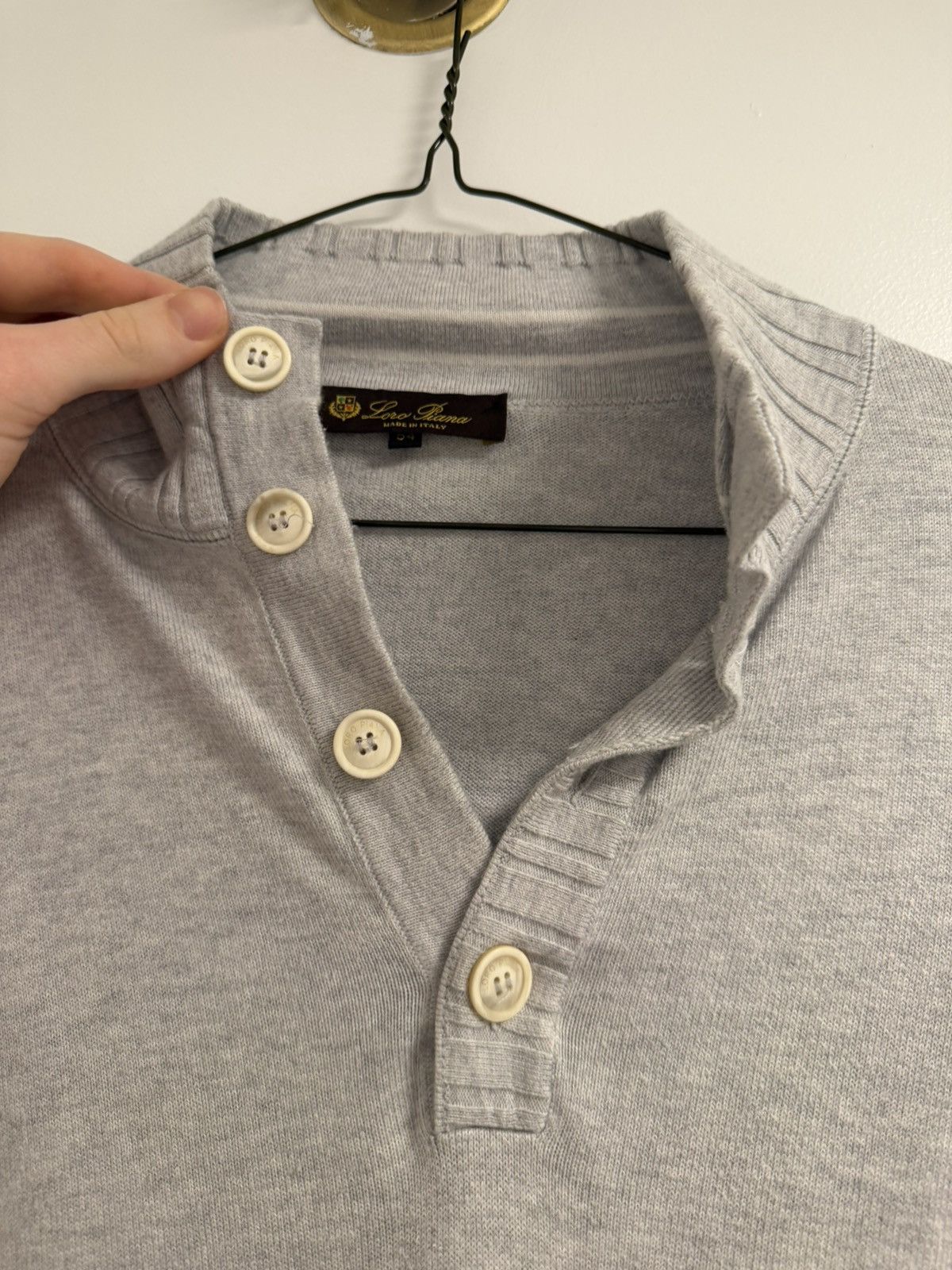 Loro Piana Loro Piana Gray Cotton Pullover Sweater Size 54 Size US L / EU 52-54 / 3 - 3 Thumbnail