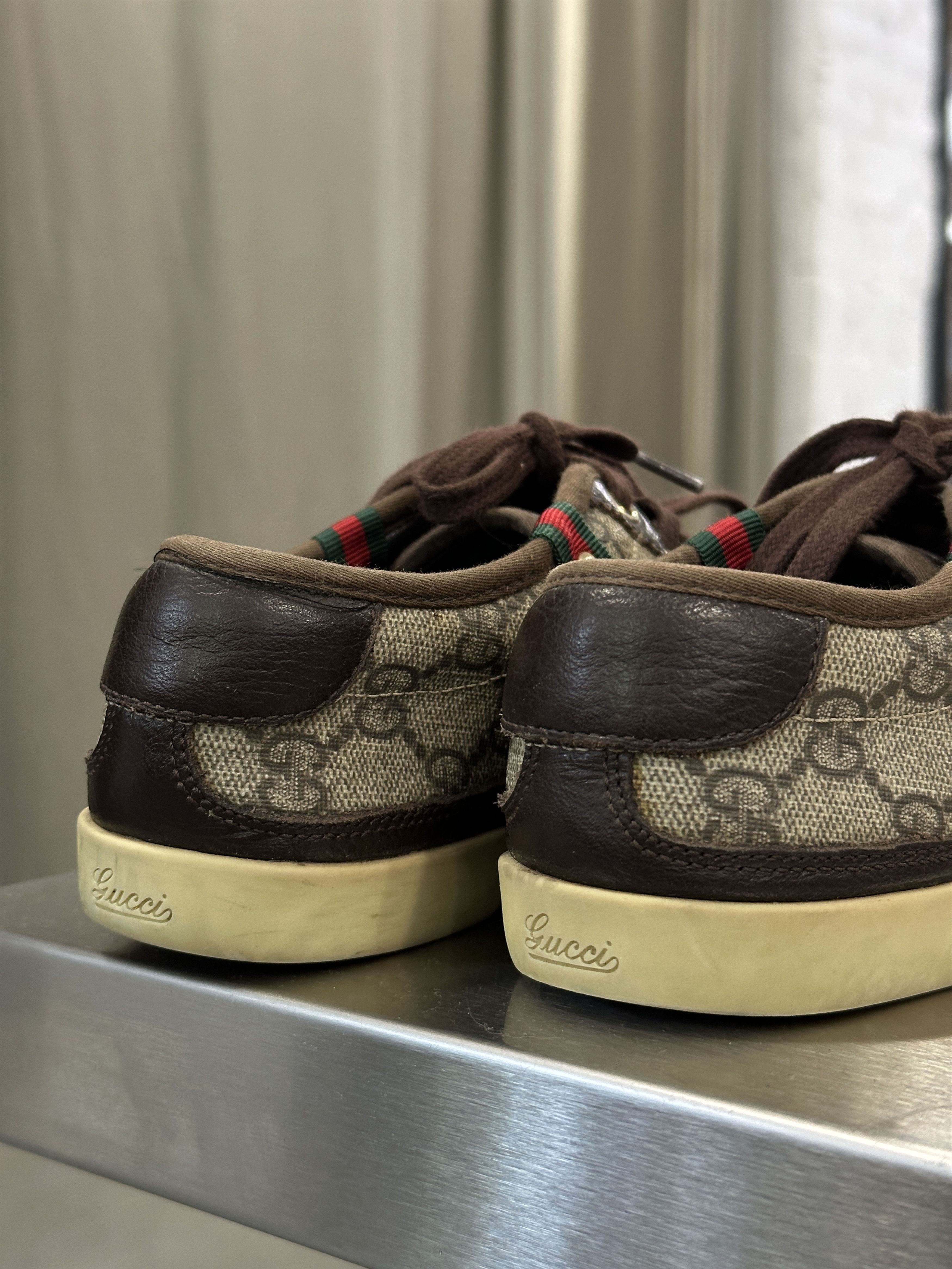 Gucci Gucci Monogram Canvas Leather Low Top Sneakers Size US 7 / IT 37 - 8 Thumbnail