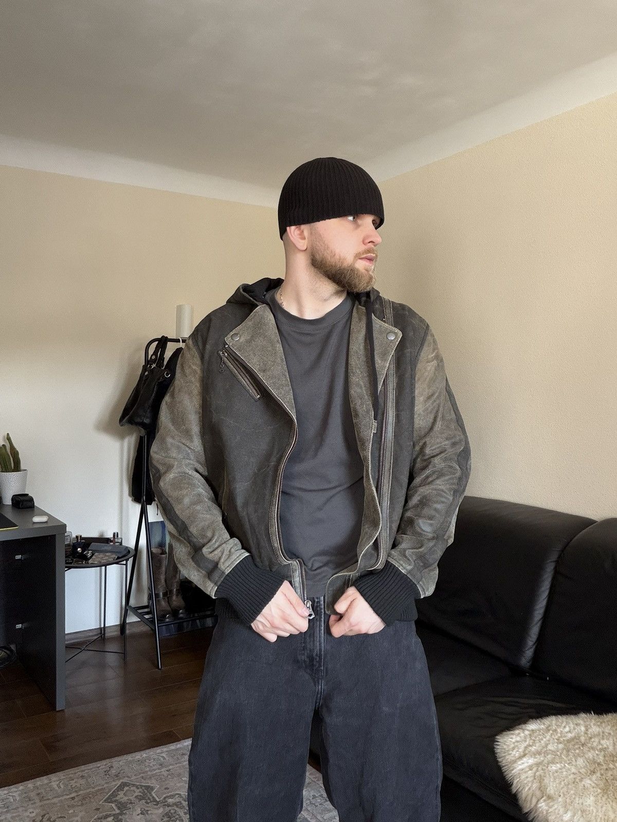 Diesel Diesel Archive Leather Jacket Asymmetric Zip Hooded Biker Size US M / EU 48-50 / 2 - 2 Thumbnail