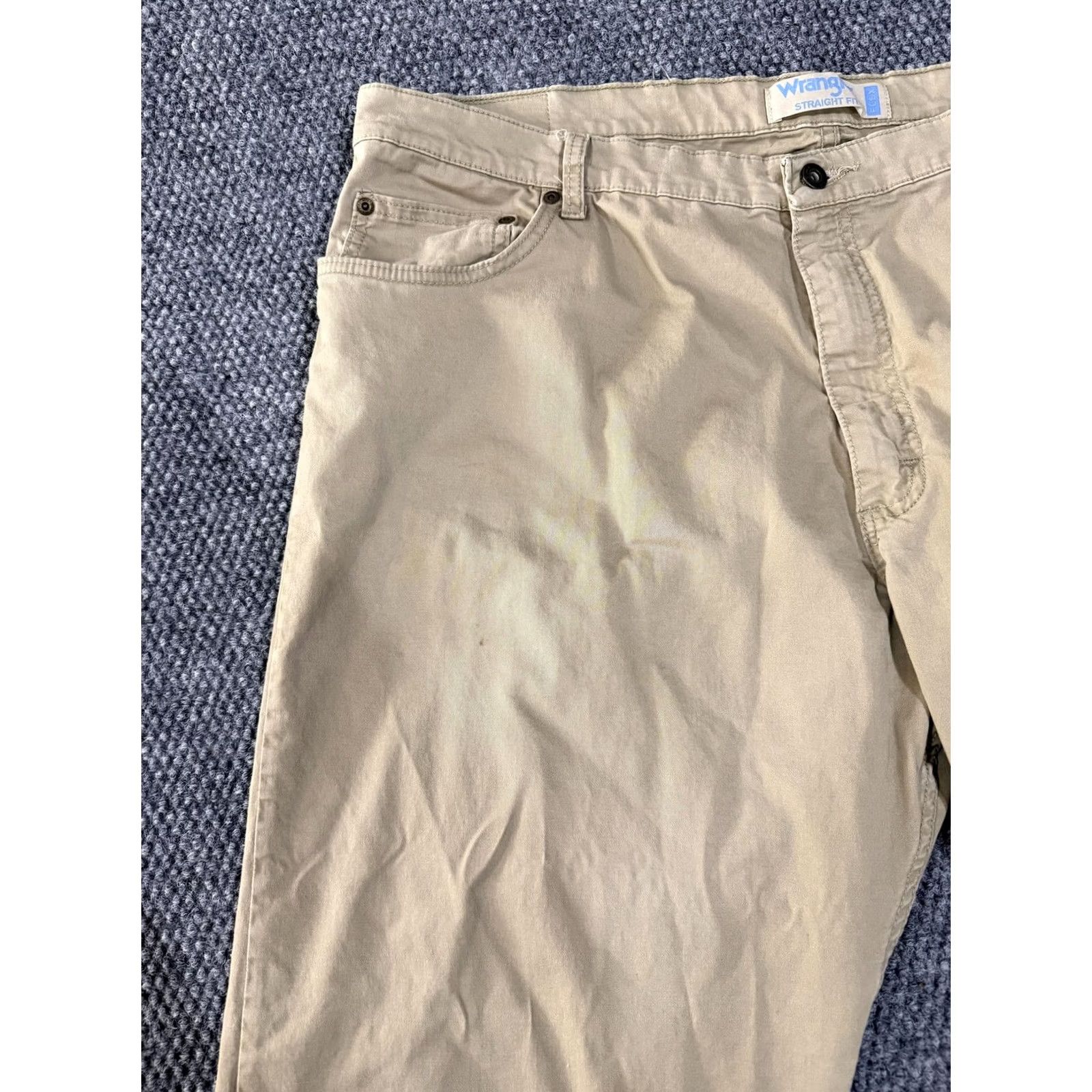 Wrangler Wrangler Pants Mens 40x30 Beige Straight Fit Flex Stretch Chino 5 Pocket Casual Size US 40 / EU 56 - 3 Thumbnail