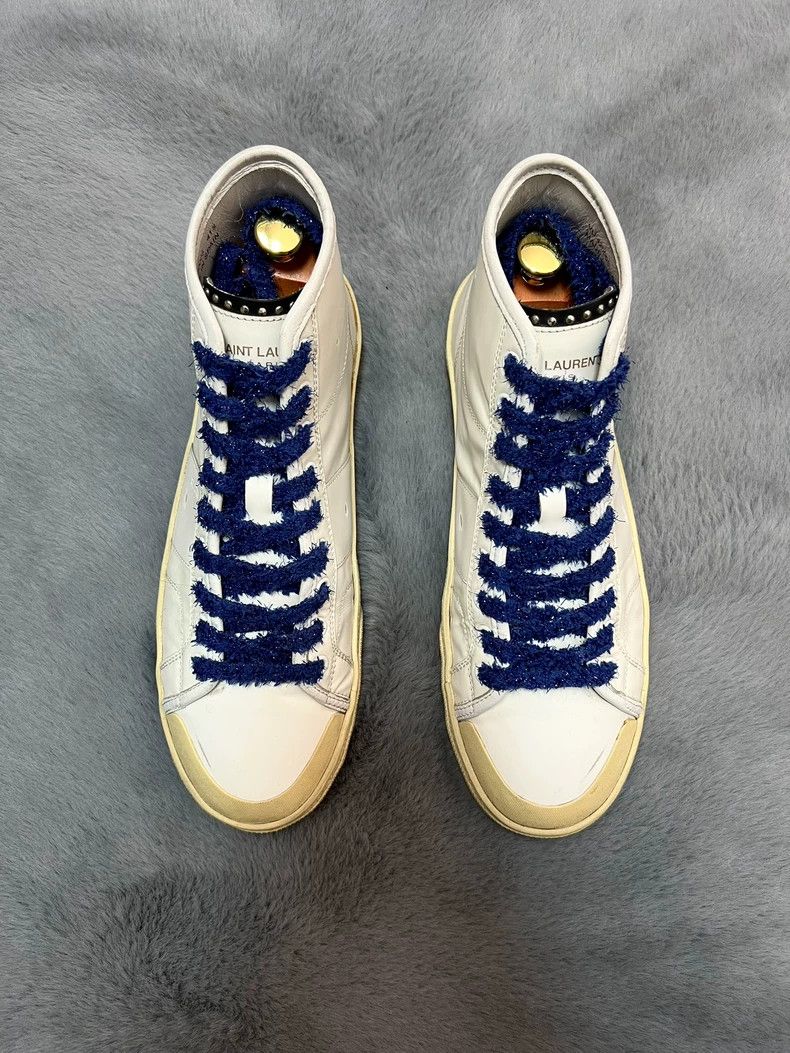 Saint Laurent Paris Saint Laurent Paris White shoelace high top makes old boar Size US 7 / EU 40 - 7 Thumbnail