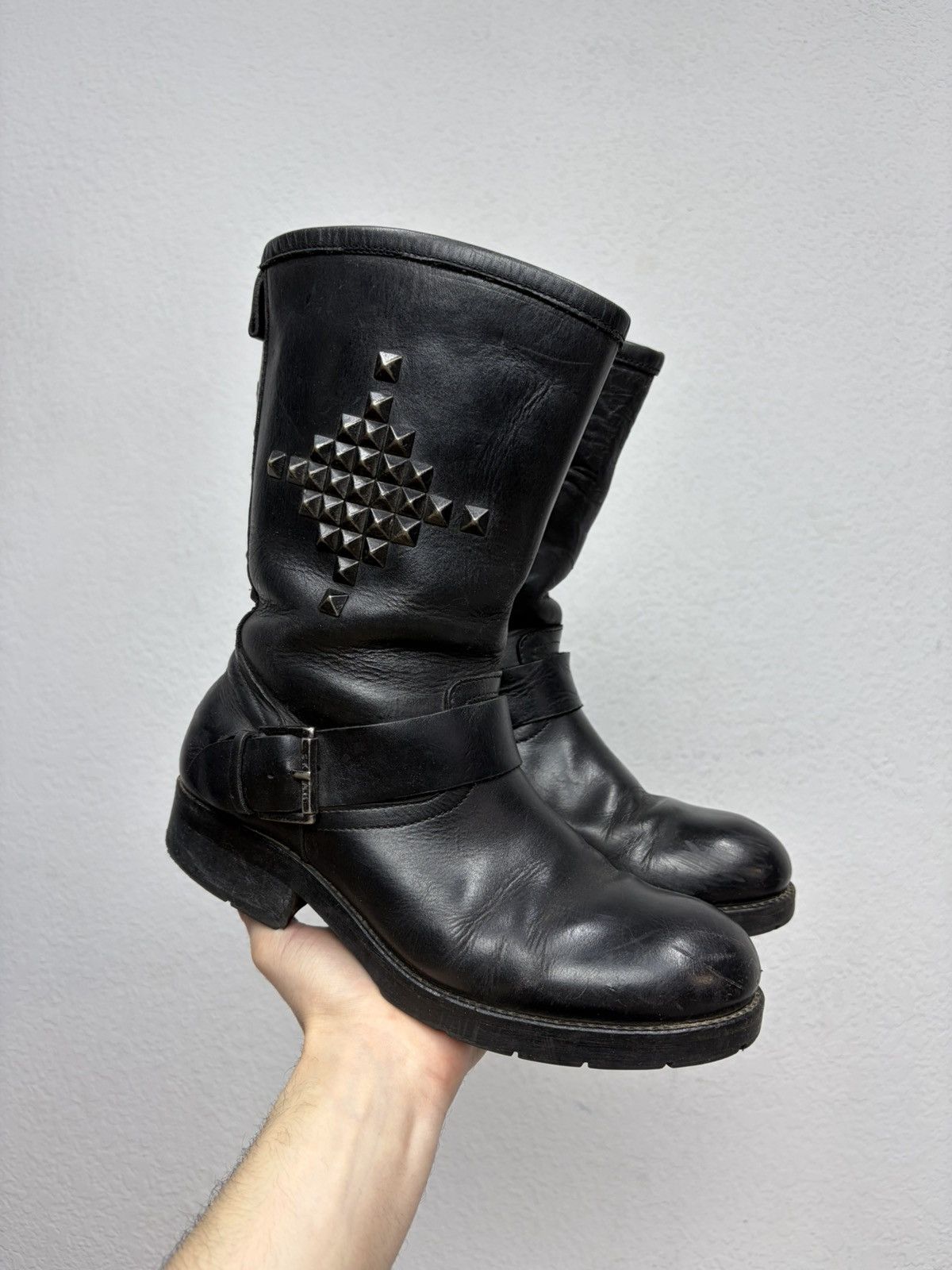 Hedi Slimane Artisan Black Harness High Guidi Vibe Leather Biker Boots Size US 7.5 / EU 40-41 - 16 Thumbnail