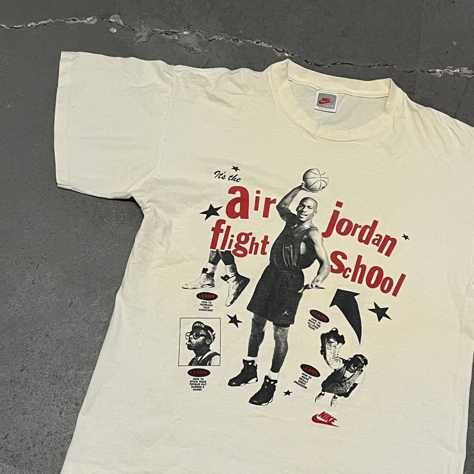 Nike × Vintage VTG 1990’s Nike Jordan Spike Lee Flight School Graphic Tee Size US M / EU 48-50 / 2 - 3 Thumbnail