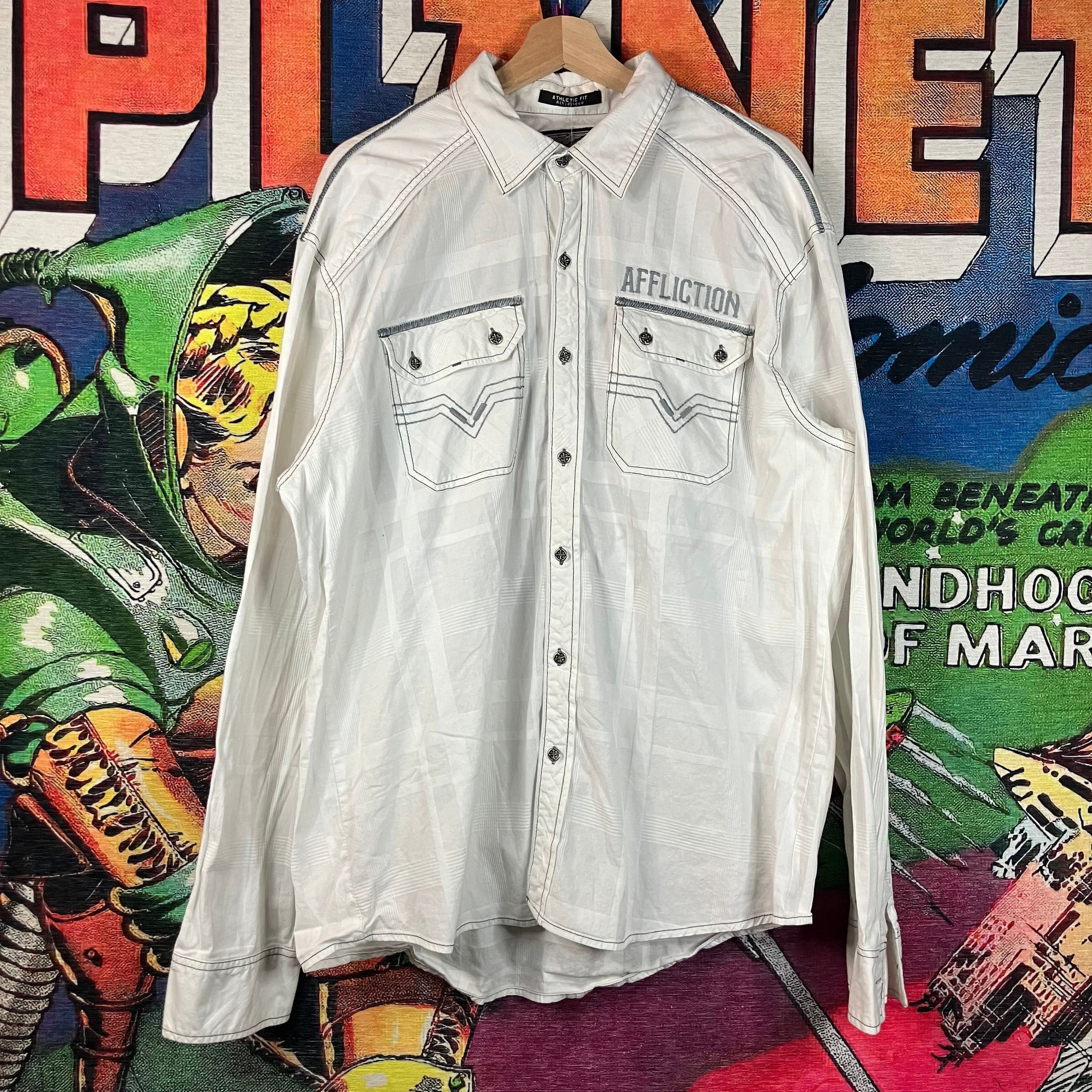 Affliction Affliction Athletic Fit ‘Live Fast’ L/S Button Down Shirt Size US XXL / EU 58 / 5 - 2 Thumbnail