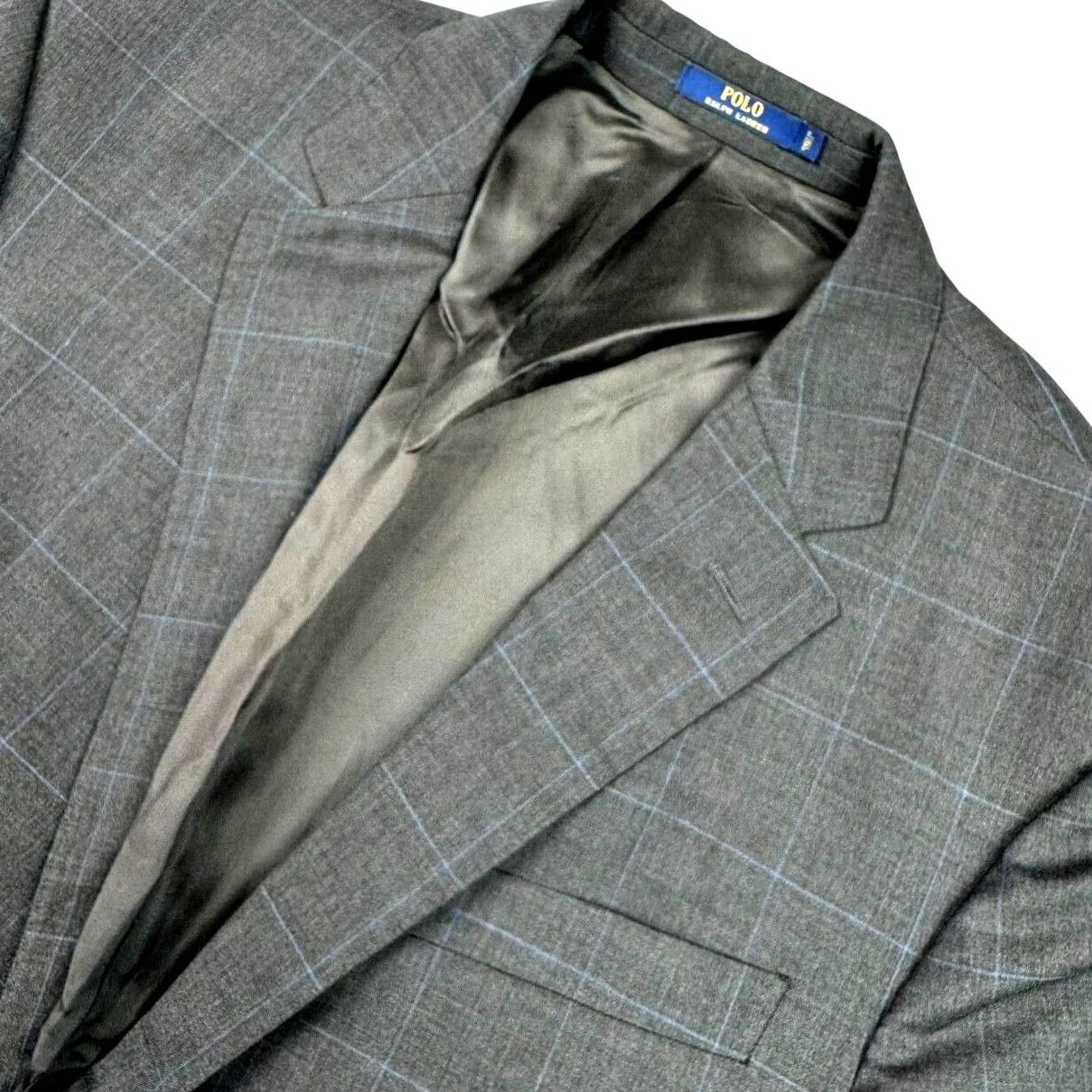 Ralph Lauren Polo Ralph Lauren Men Wool 2-Button Blazer Gray Windowpane Italy 46R Blazer Size US XXL / EU 58 / 5 - 2 Thumbnail