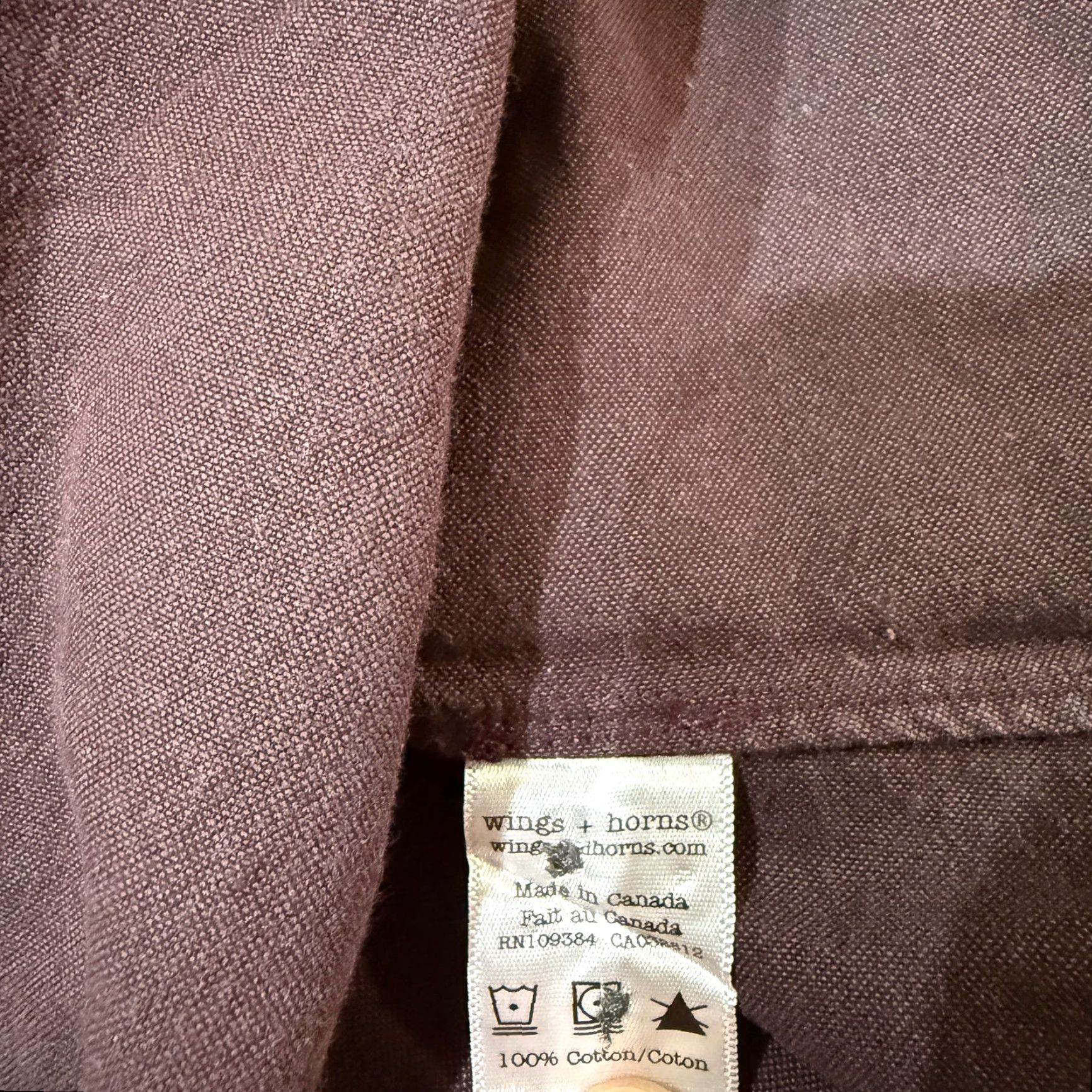 Vintage Wings + Horns Shirt Mens M Button Up L/S Linen Purple Casual JJ26 Size US M / EU 48-50 / 2 - 4 Thumbnail