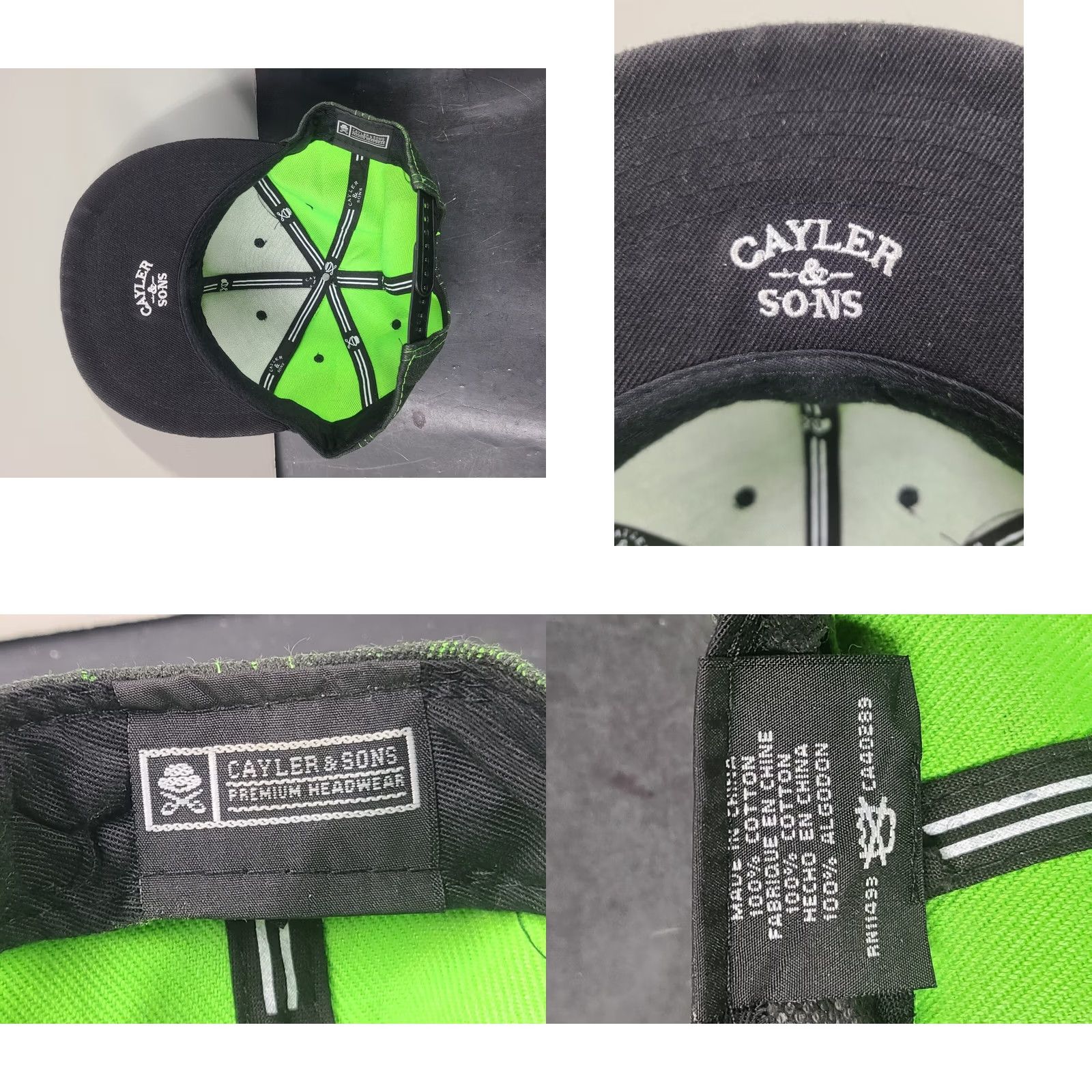 Vintage VINTAGE Cayler & Sons Black/Green Snapback Baseball Cap Men One Size Green Splatter Cotton Knit Hat Cap Size ONE SIZE - 8 Thumbnail