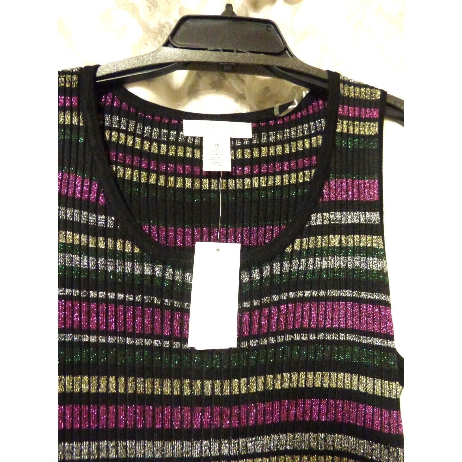 Other Planet Gold Derek Heart Juniors' Plus Size Metallic-Stripe Size ONE SIZE - 11 Thumbnail