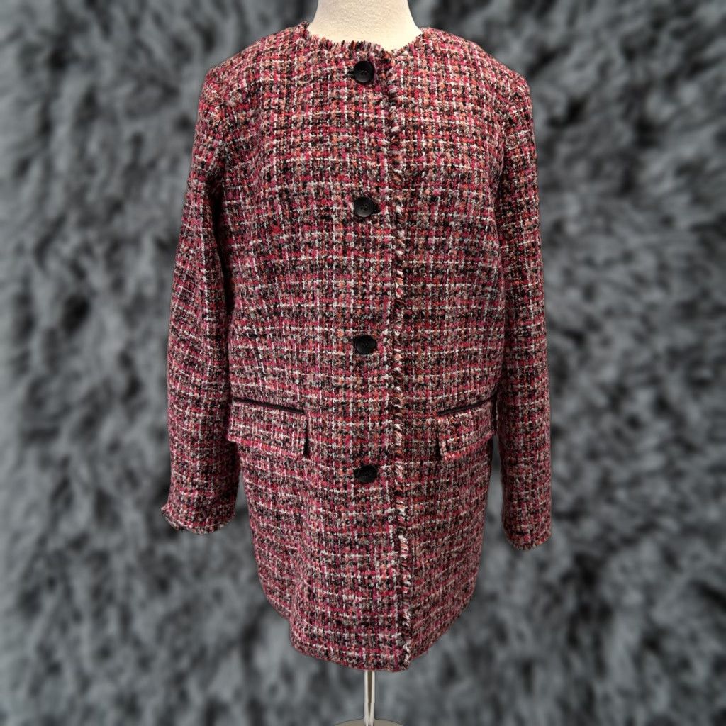 Talbots Talbots Pinewood Tweed Coat Sz 12 Multicolor Lined Fringe Academia Classic Womens Size XL / US 12-14 / IT 48-50 - 1 Thumbnail