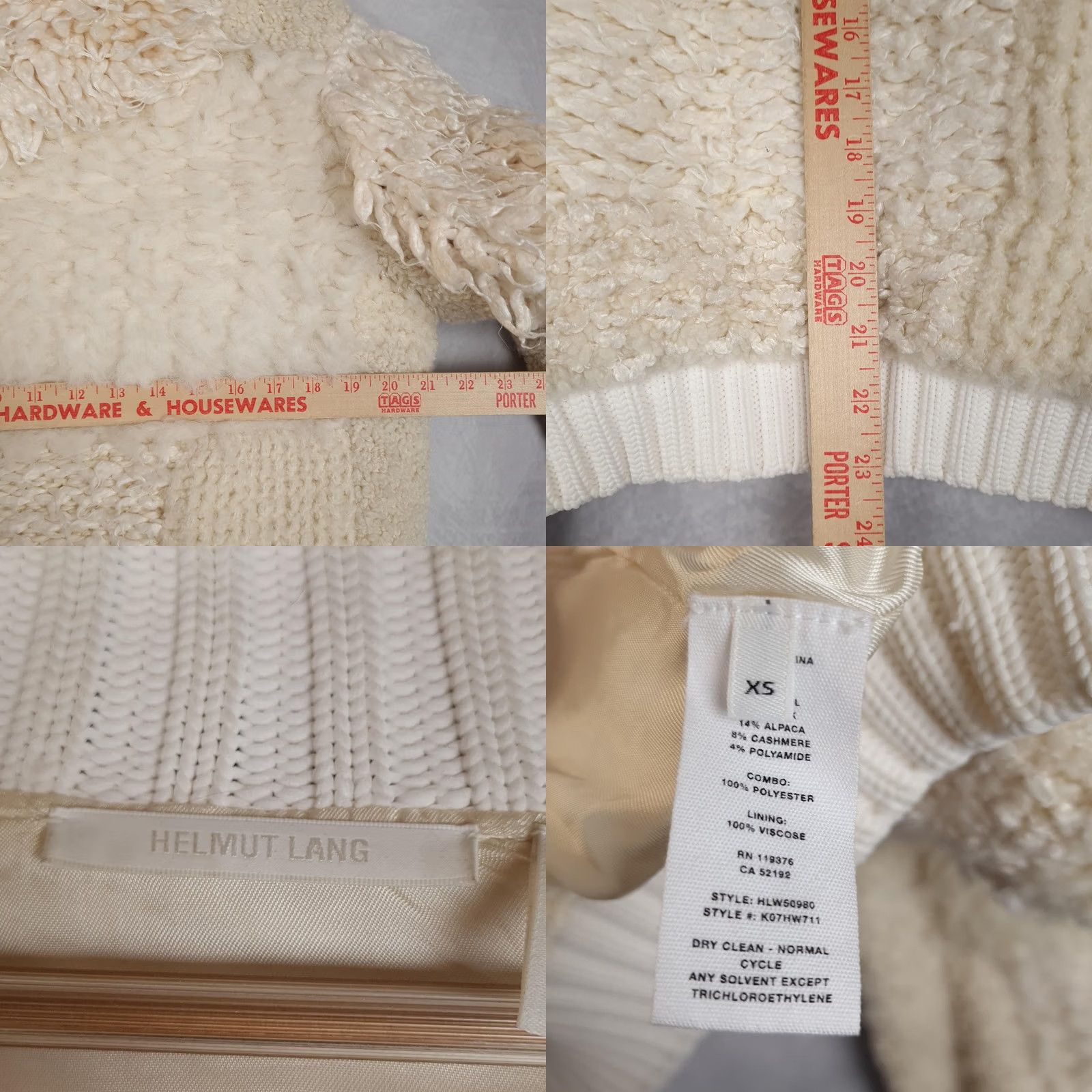 Helmut Lang VINTAGE Helmut Lang Jacket Womens XS White Shearling Wool Bomber Zip Size XS / US 0-2 / IT 36-38 - 11 Thumbnail
