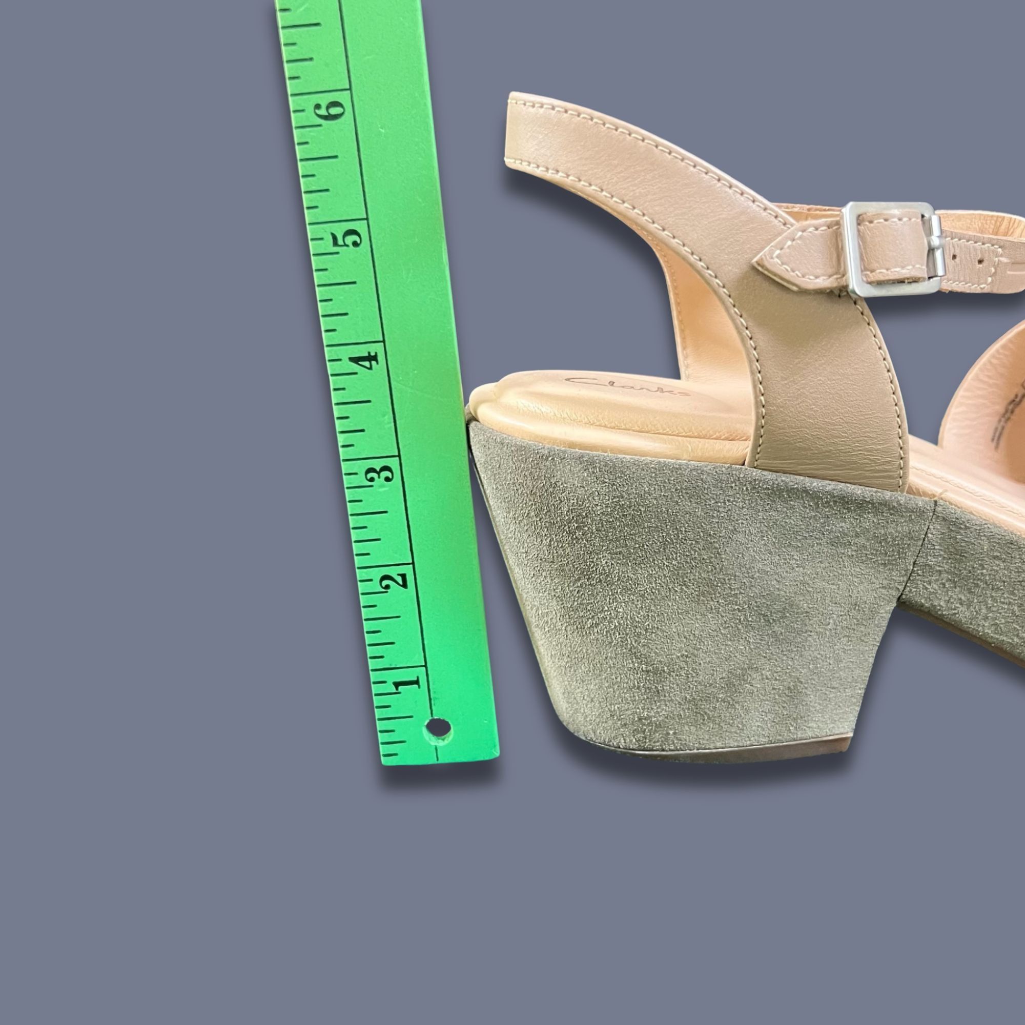 Clarks CLARKS Ritzy75 Rae Soft Metallic Leather Platform Wedge Sand Size US 10 / IT 40 - 7 Thumbnail