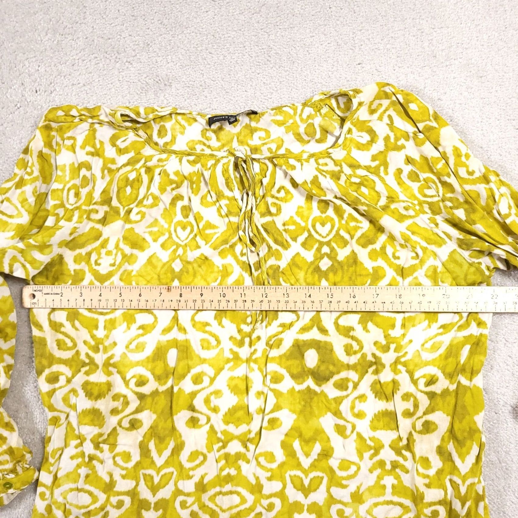 Jones New York Jones New York Shirt Women's XL Green Geometric Long Sleeve Keyhole Neck Size XL / US 12-14 / IT 48-50 - 5 Thumbnail