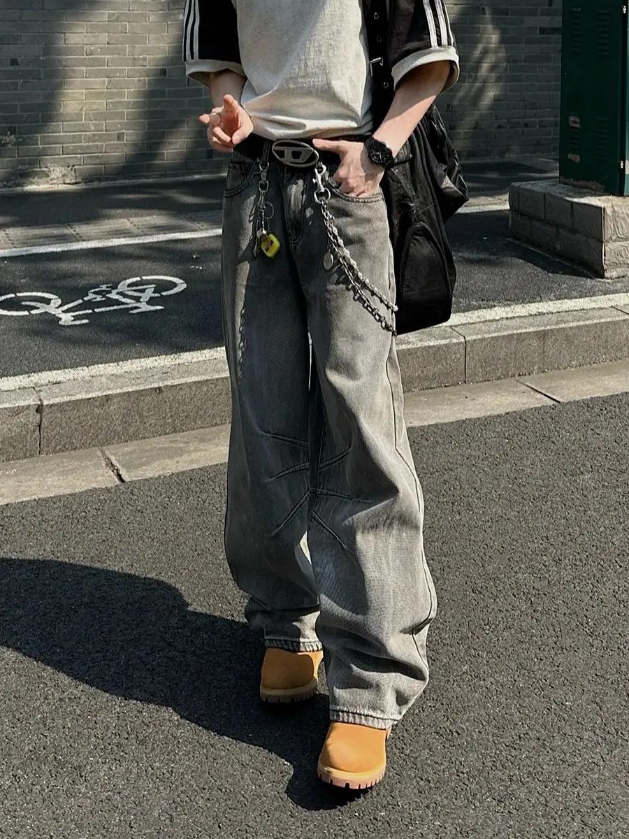 Japanese Brand × Jean Loose straight leg washed denim jeans Vintage Design Size US 32 / EU 48 - 5 Thumbnail
