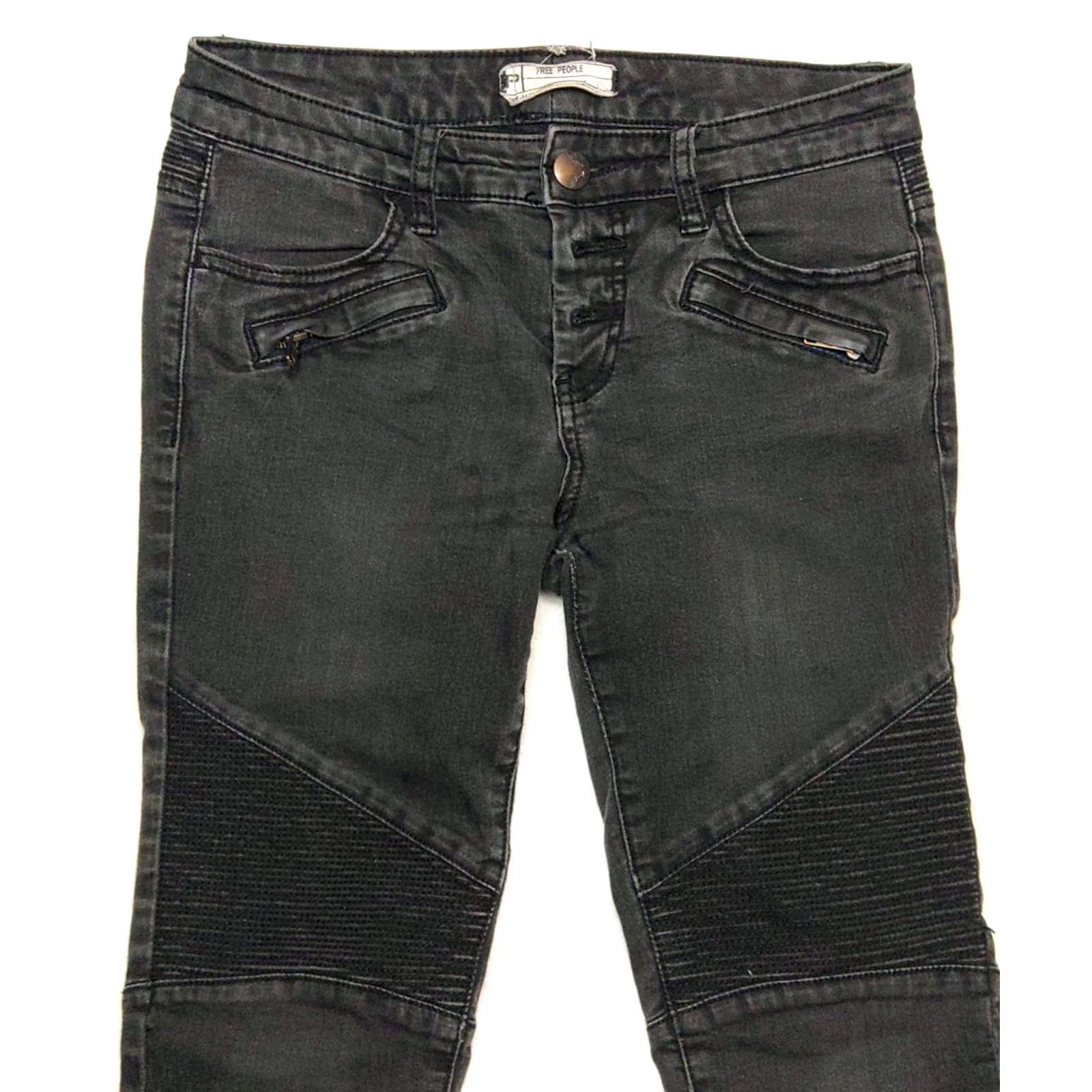 Free People Free People Black Denim Skinny Jeans Mid Rise Zip Ankle Womens 26 Jeans Size 26" / US 2 / IT 38 - 4 Thumbnail