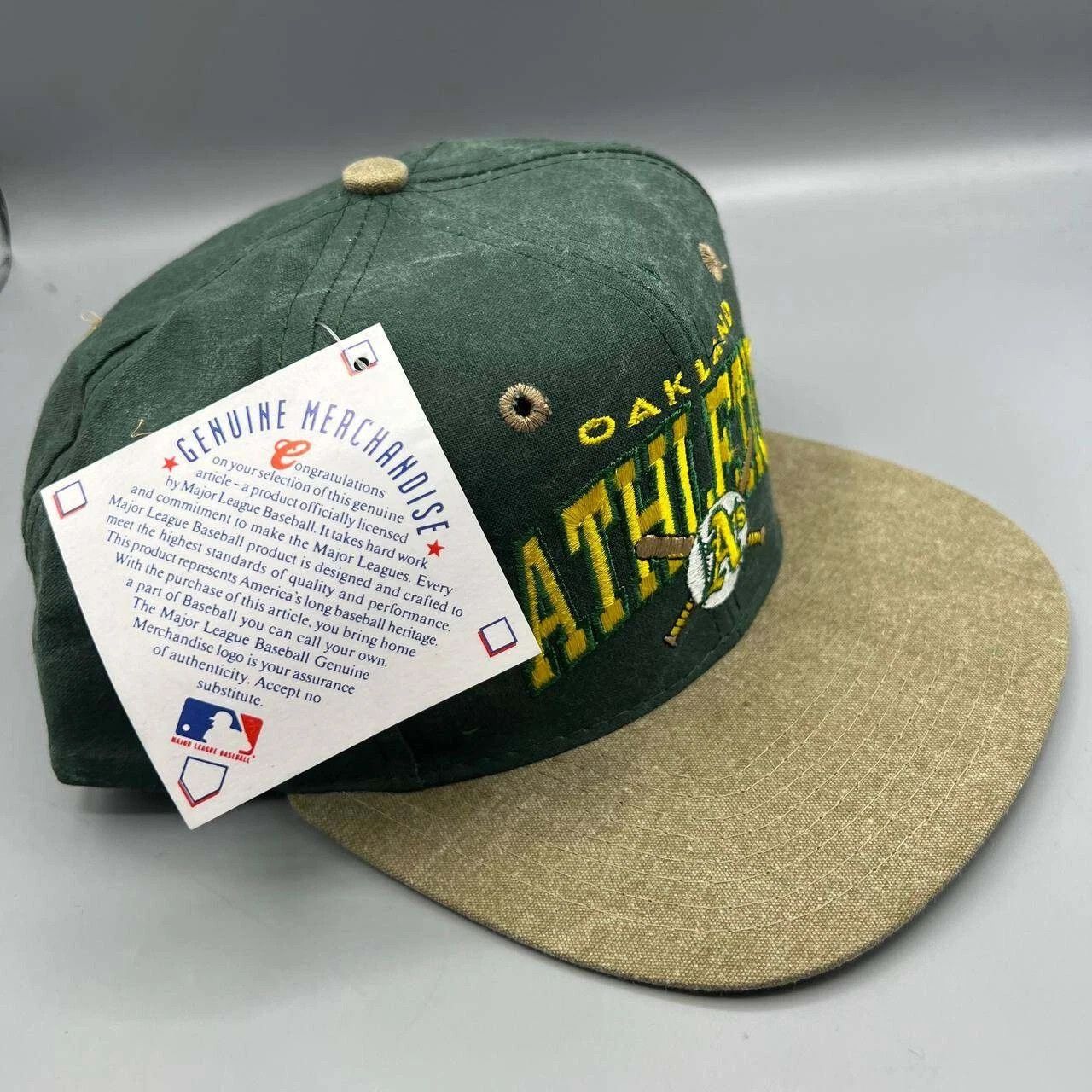 Signatures × Vintage Oakland Athletics Hat Men Green Brown MLB Snap Back Size ONE SIZE - 4 Thumbnail