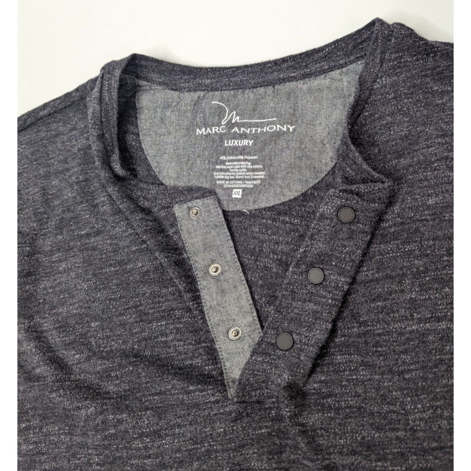 Vintage Marc Anthony Men’s Henley Shirt 2XL Dark Gray Stretch Long Sleeve Button Vintage: No Size US XXL / EU 58 / 5 - 7 Thumbnail