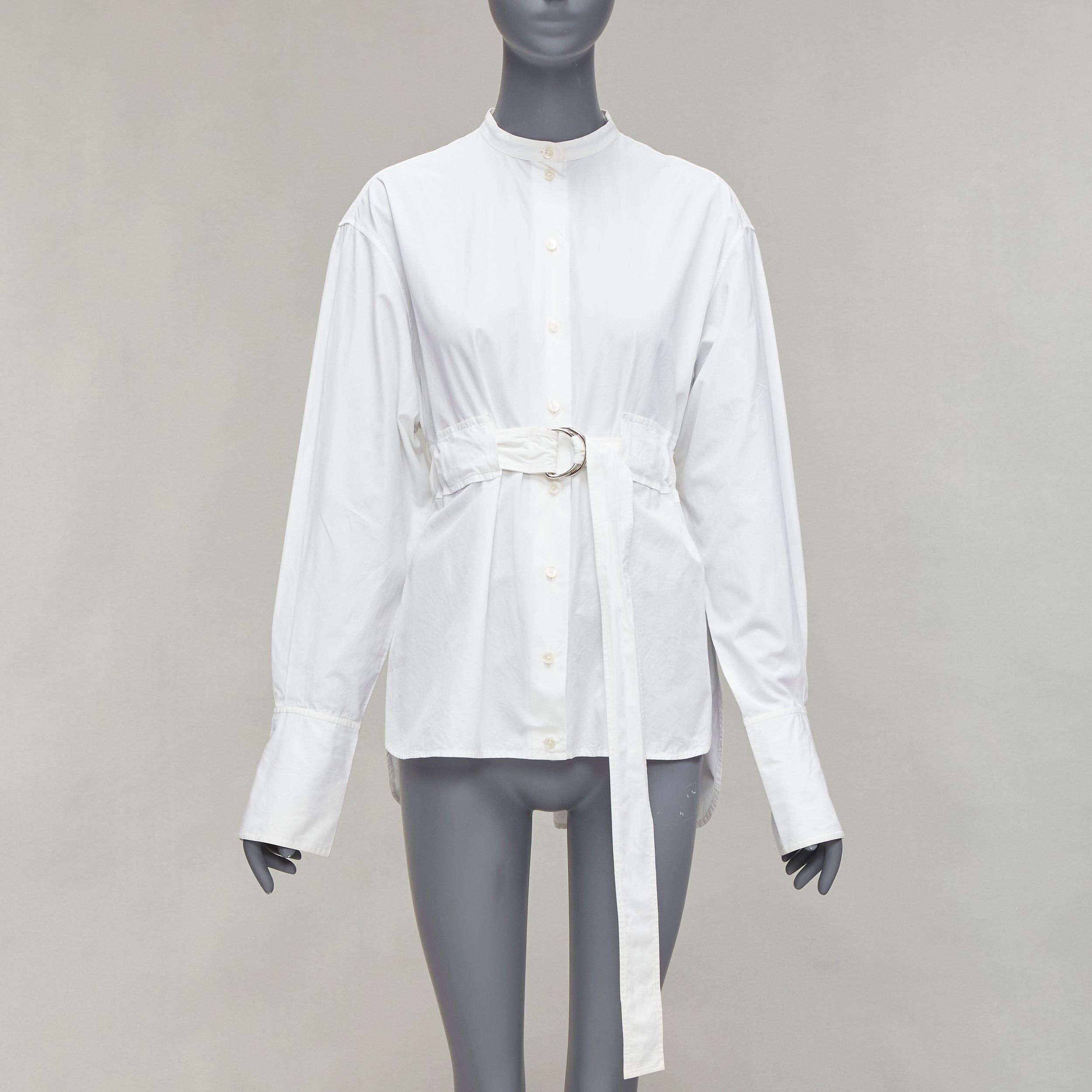 Celine OLD CELINE Phoebe Philo white cotton silver d ring belt minimal shirt FR36 S Size S / US 4 / IT 40 - 1 Thumbnail