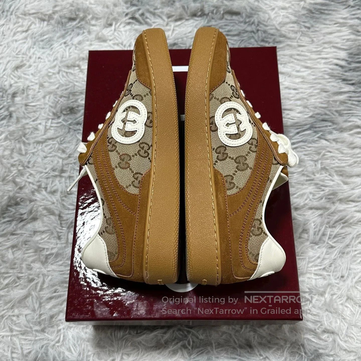 Gucci gucci brown low-top lace-up sneakers for women. Size US 7 / IT 37 - 3 Thumbnail