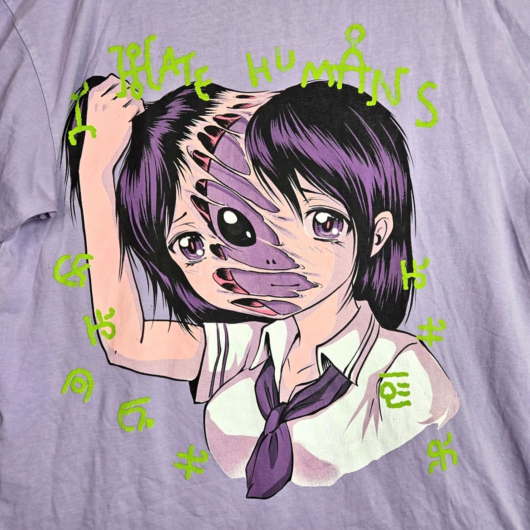 Vintage Drop Dead I hate Humans Graphic Purple Oversize Unisex Adult Tee Size L Size US L / EU 52-54 / 3 - 4 Thumbnail
