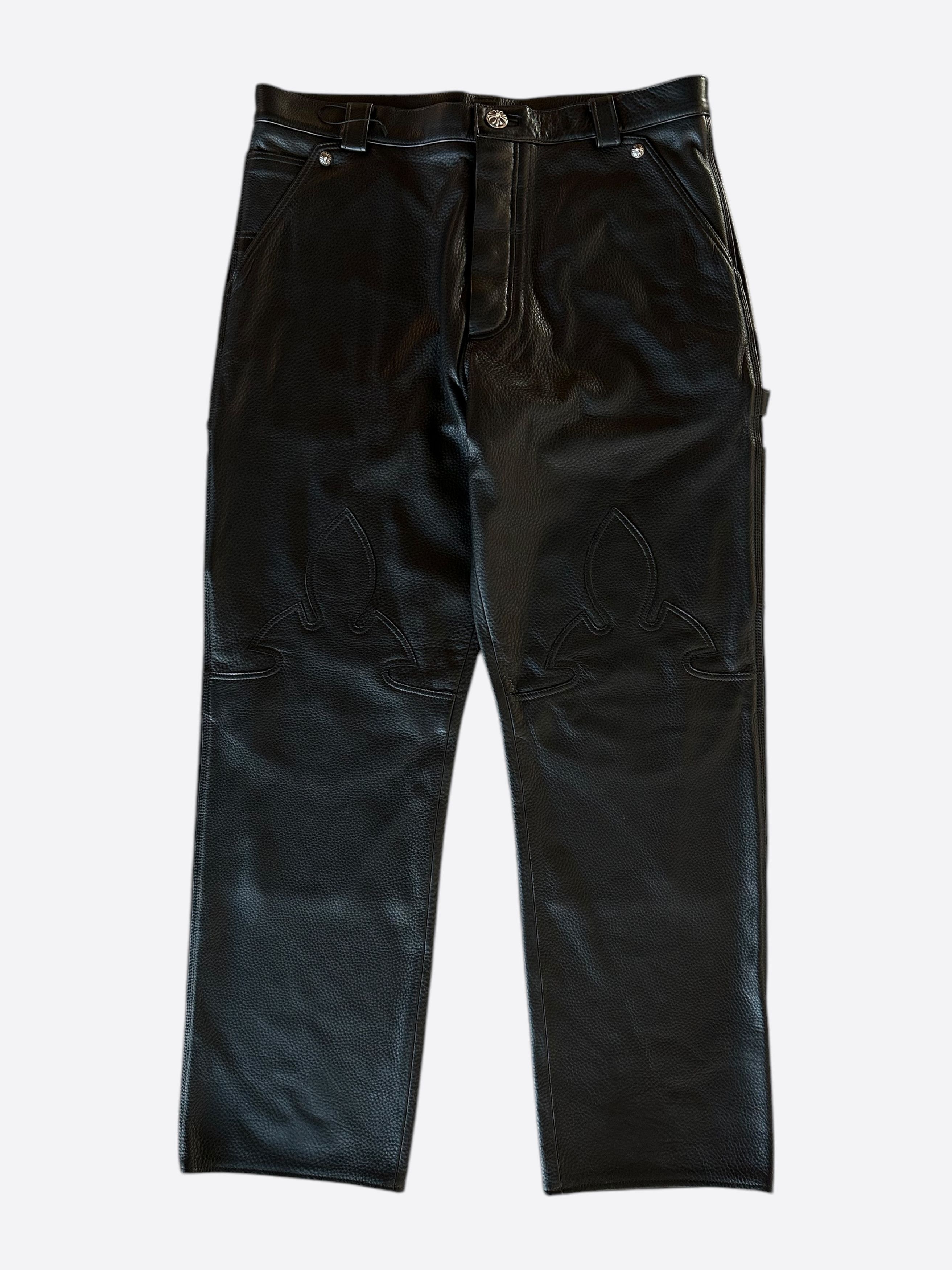 Chrome Hearts Chrome Hearts Black Leather Fleur Knee Carpenter Pants Size US 36 / EU 52 - 1 Thumbnail