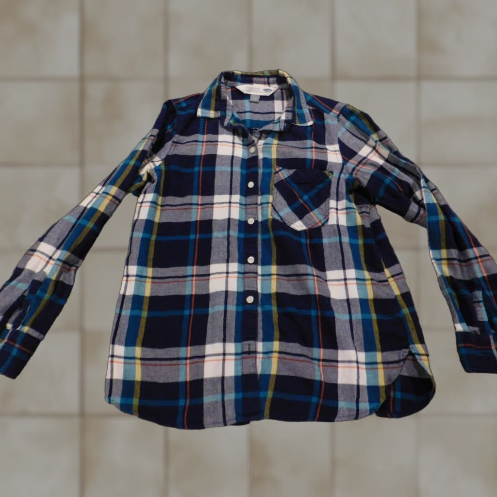 Old Navy Old Navy Womens Button-Up Shirt Flannel Blue Medium Plaid Casual Button Front Size M / US 6-8 / IT 42-44 - 1 Thumbnail
