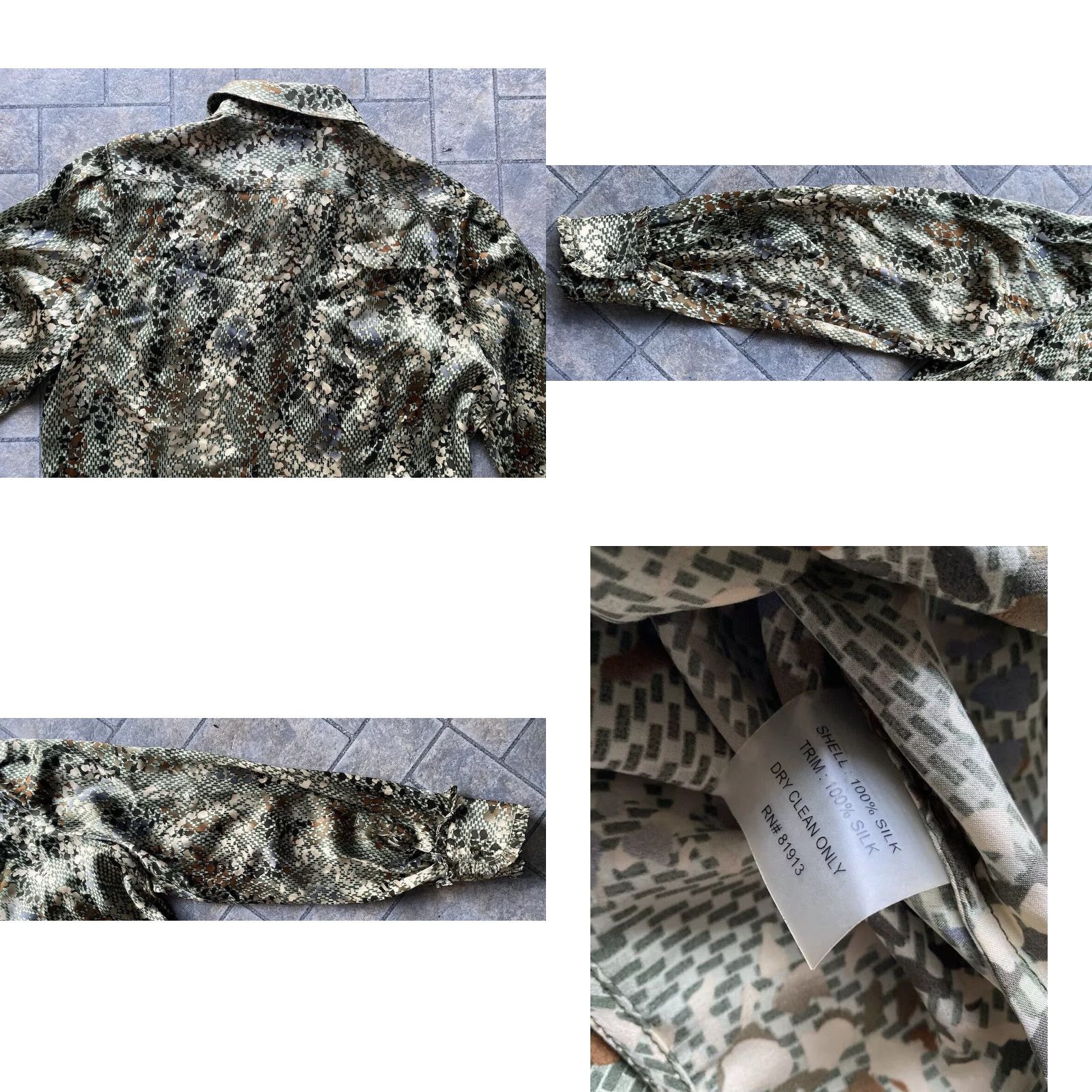 Robert Graham Robert Graham Long Sleeve Womens L Shirt 100% Silk Green Snake Skin Animal Print Size L / US 10 / IT 46 - 10 Thumbnail