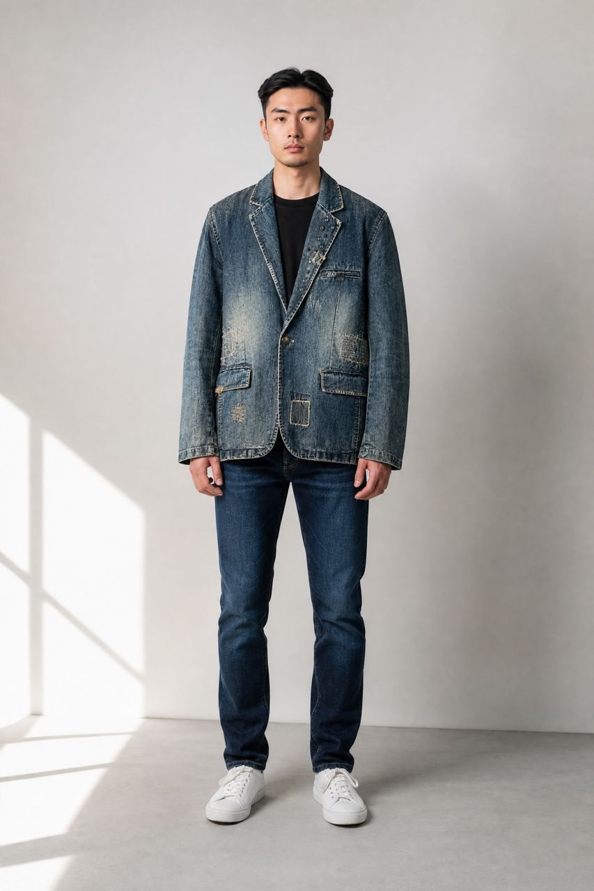 In The Attic Vintage IN THE ATTIC Distressed Denim Jacket Y2K Patchwork Size US S / EU 44-46 / 1 - 1 Thumbnail