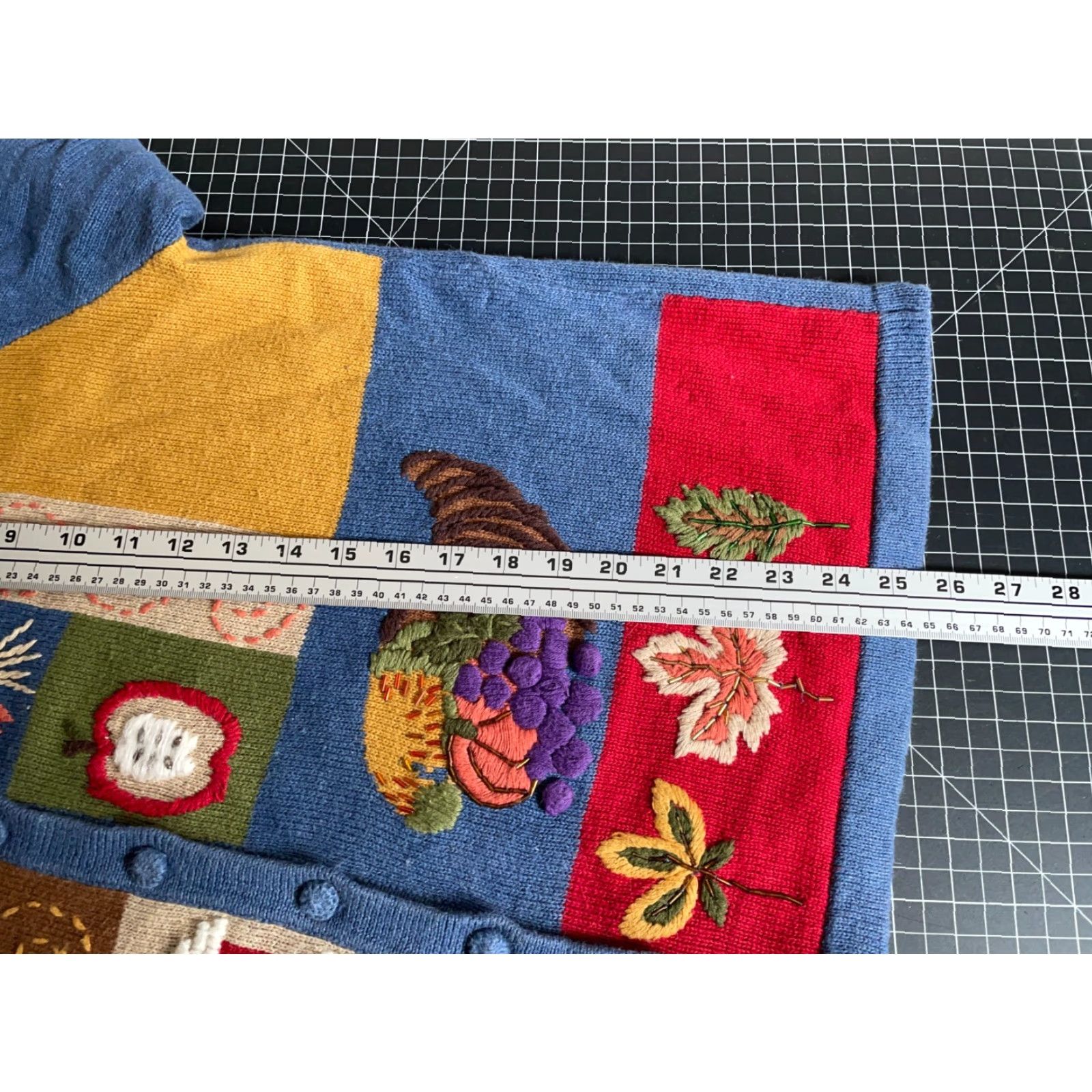 Vintage VINTAGE Willow Ridge Cardigan Women's 1X Blue Autumn Motif Embroidered Knit Sweater 90s Teacher Content: Casual Size XL / US 12-14 / IT 48-50 - 6 Thumbnail