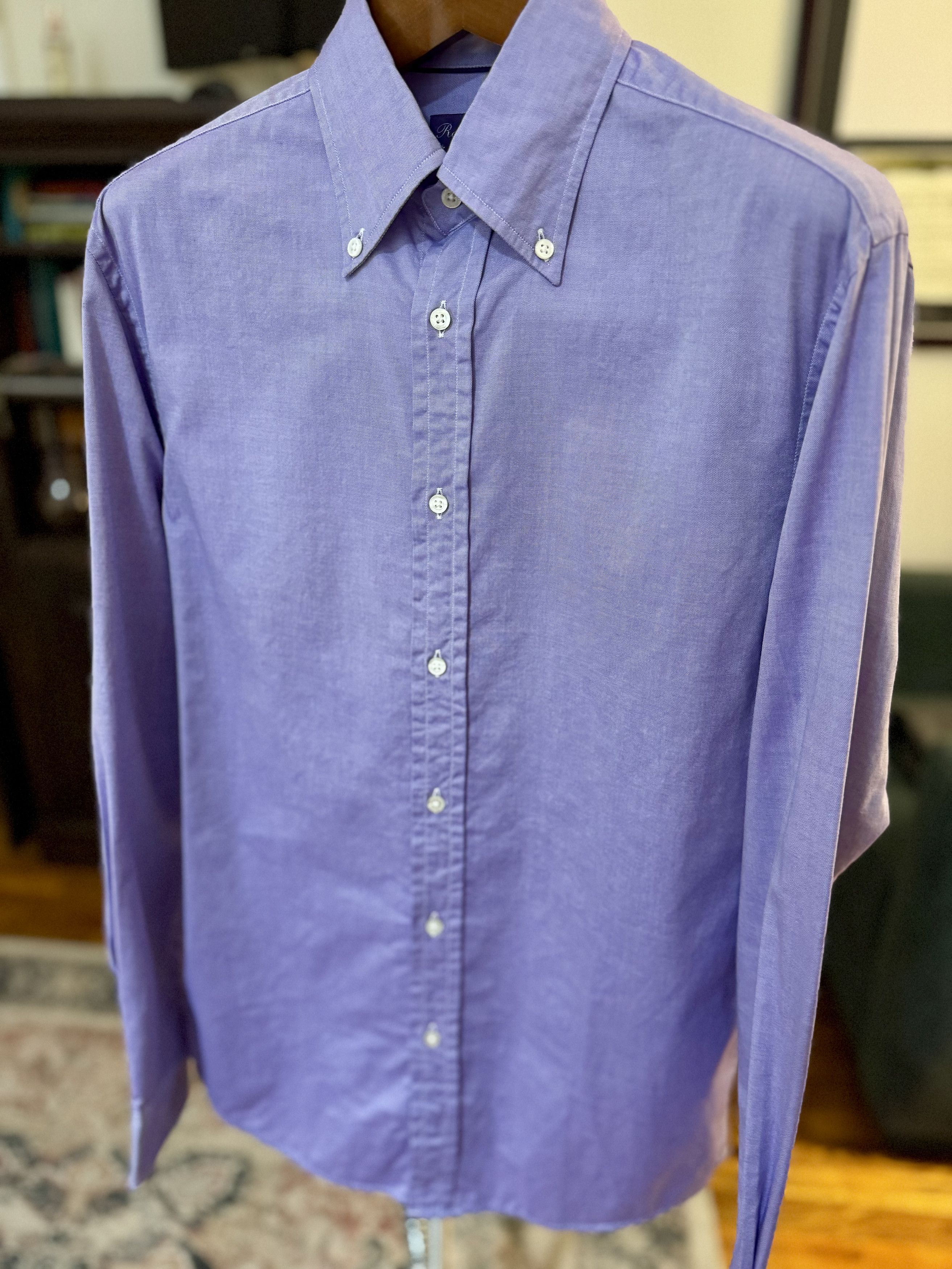 Ralph Lauren Purple Label 14.5 Purple Pinpoint Oxford Size US S / EU 44-46 / 1 - 1 Thumbnail