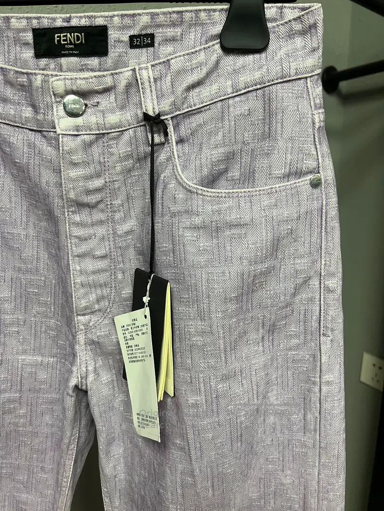 Fendi Fendi Lilac Printed Denim Pants Size US 32 / EU 48 - 3 Thumbnail