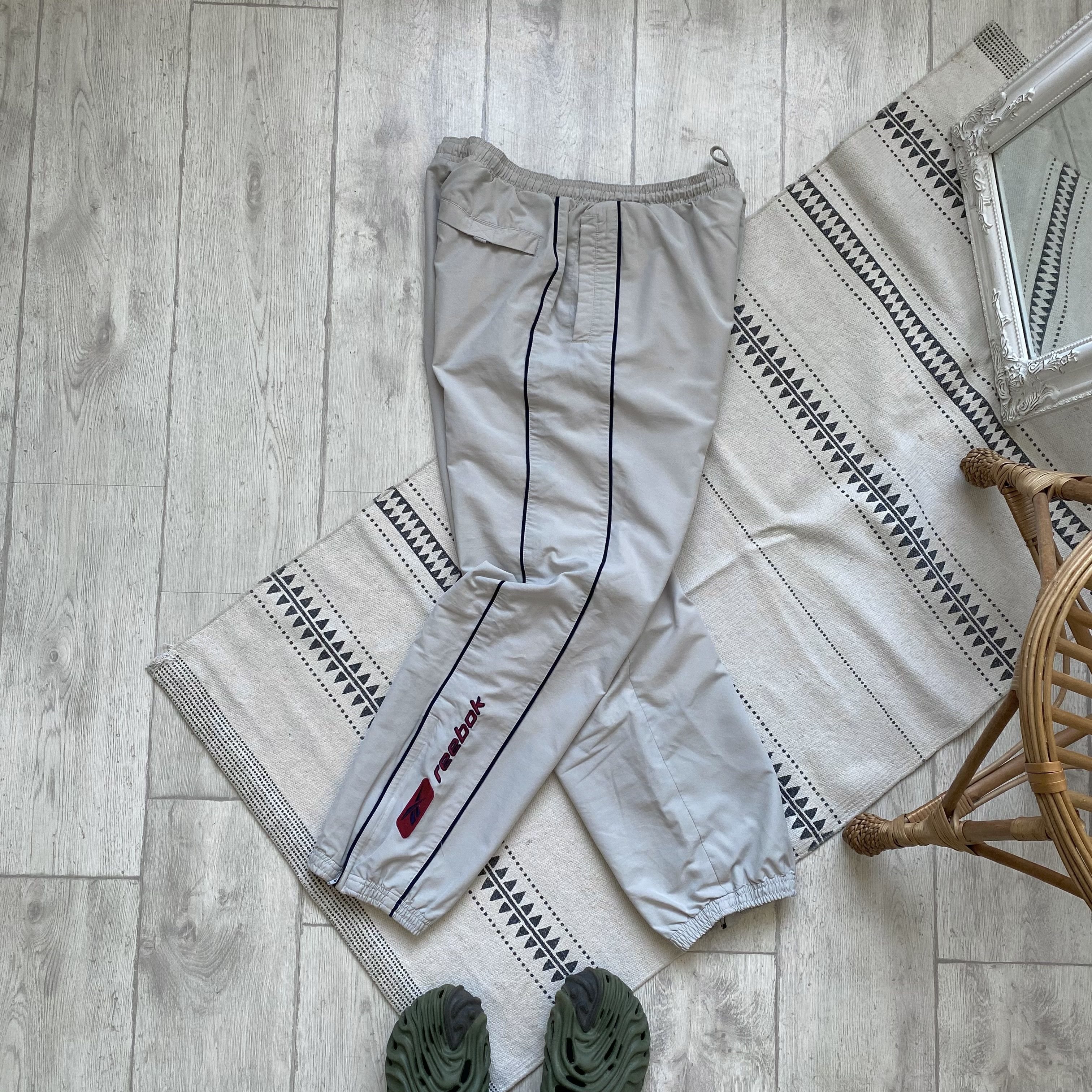 Reebok 🦣 Vintage 90s Reebok nylon track pants drill big logo Size US 32 / EU 48 - 1 Thumbnail