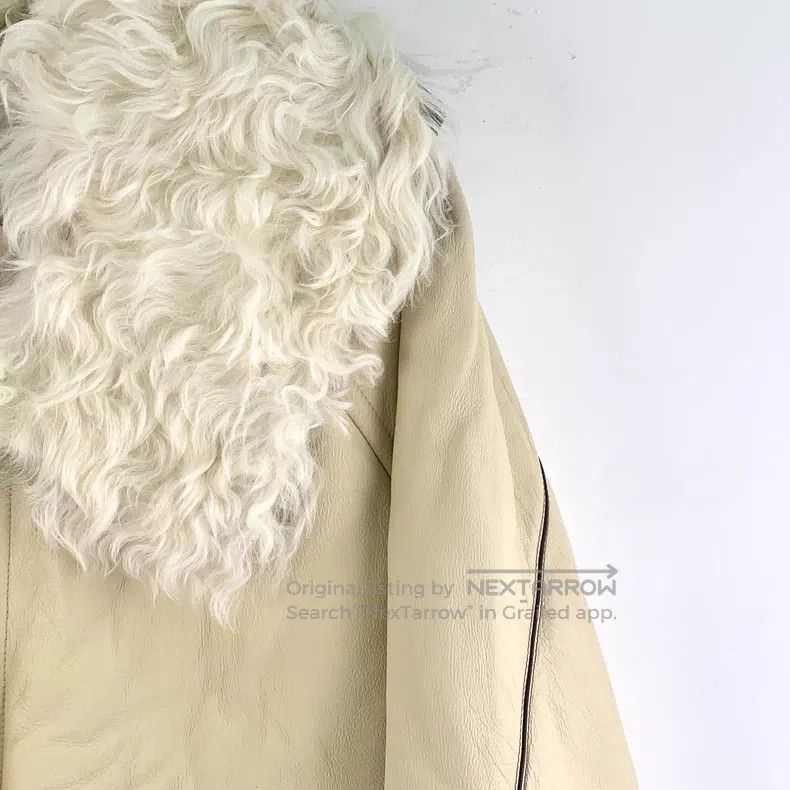 Hermes Hermes 22 Trendy Off-White Leather and Fur Zip-Up Long Sle Size US M / EU 48-50 / 2 - 3 Thumbnail