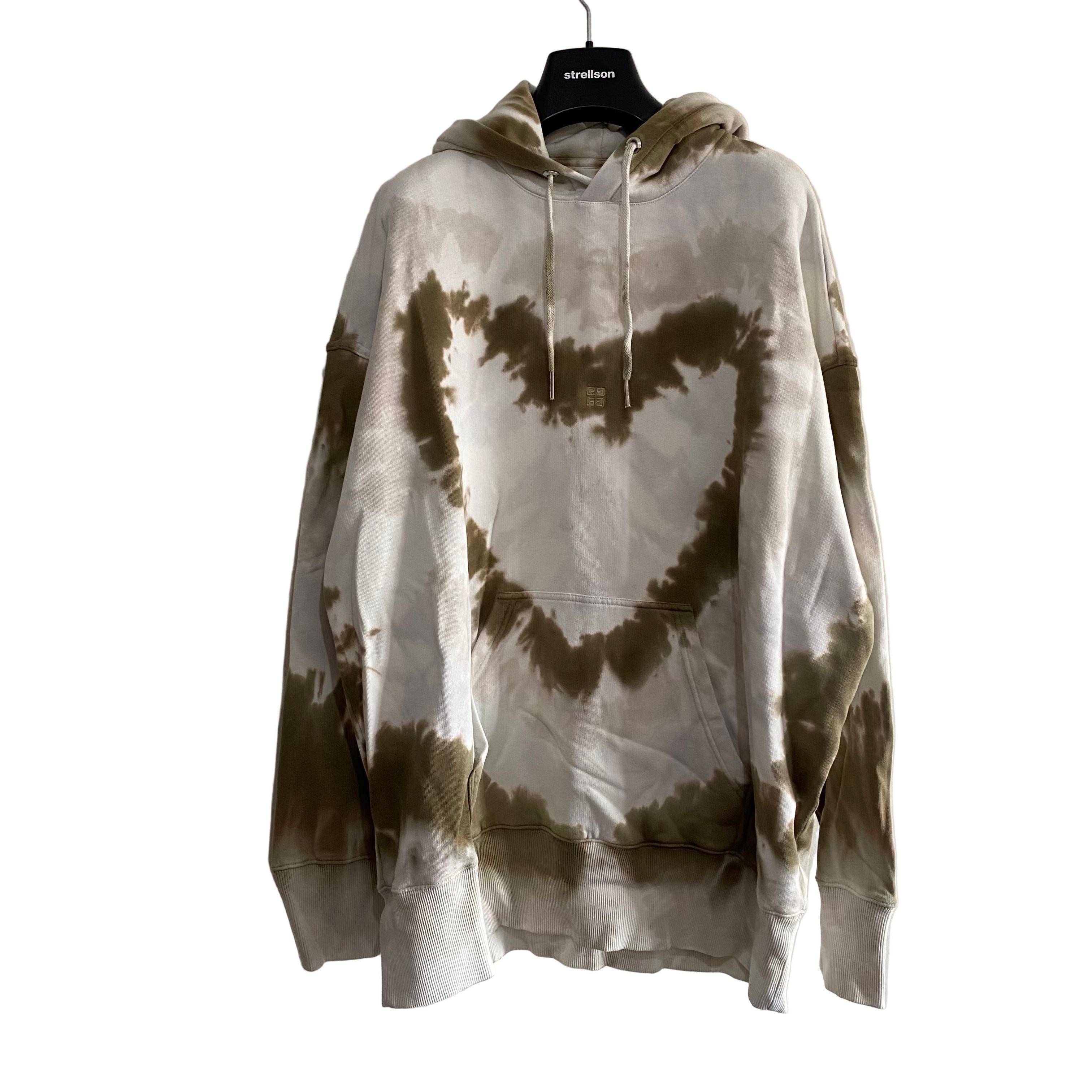 Green And White Tie Dye Heart Logo Oversized Hoodie