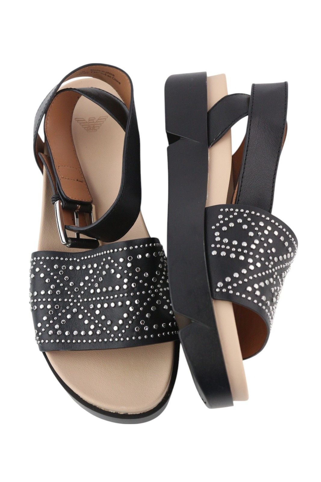 Emporio Armani X3U063 EU37 Black Leather Studded 84787 Size US 6 / IT 36 - 4 Thumbnail