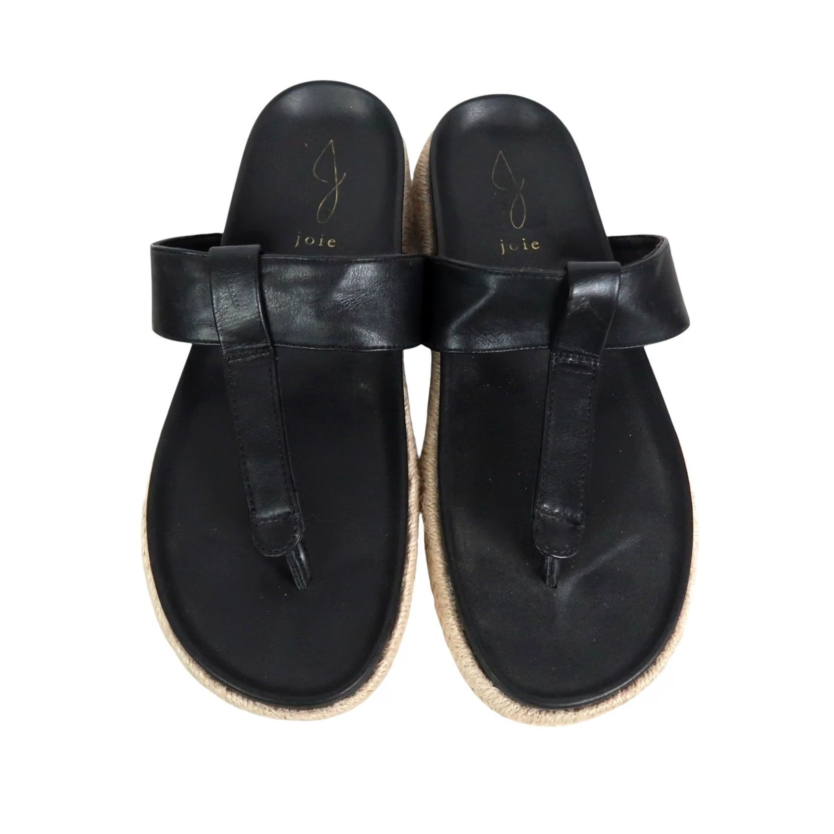 Joie JOIE Nacho Black Faux Leather Thong Sandals Espadrilles 10 Bohemian Women Casual Spring Summer Espadrille Sandal Slip-on Womens Size US 10 / IT 40 - 3 Thumbnail