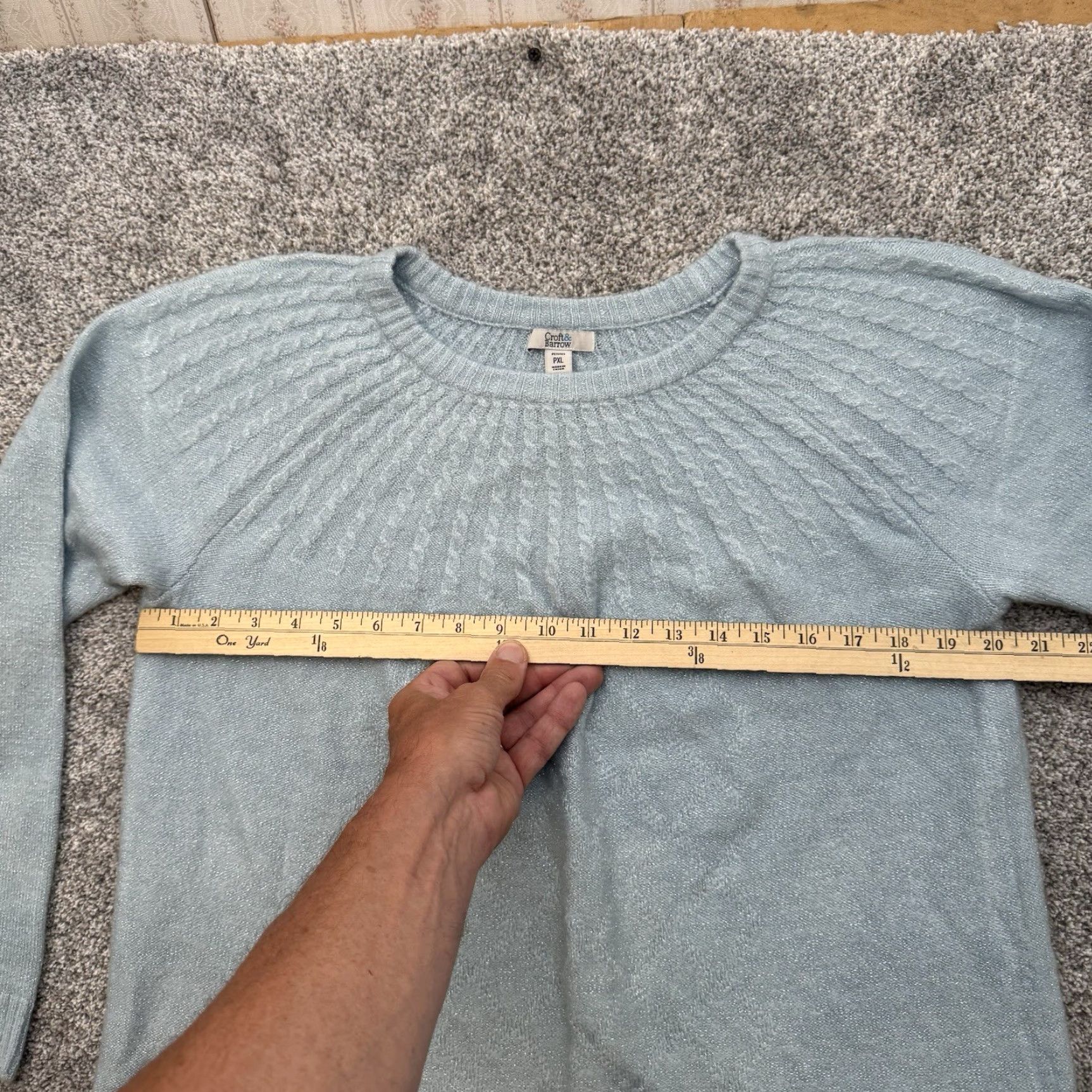 Croft & Barrow Crofts & Barrow Sweater Women Petite XL Light Blue Shimmer Metallic Holiday Winter Pullover Soft Cozy Timeless Seasonal Mens Womens Girls? Size XL / US 12-14 / IT 48-50 - 3 Thumbnail