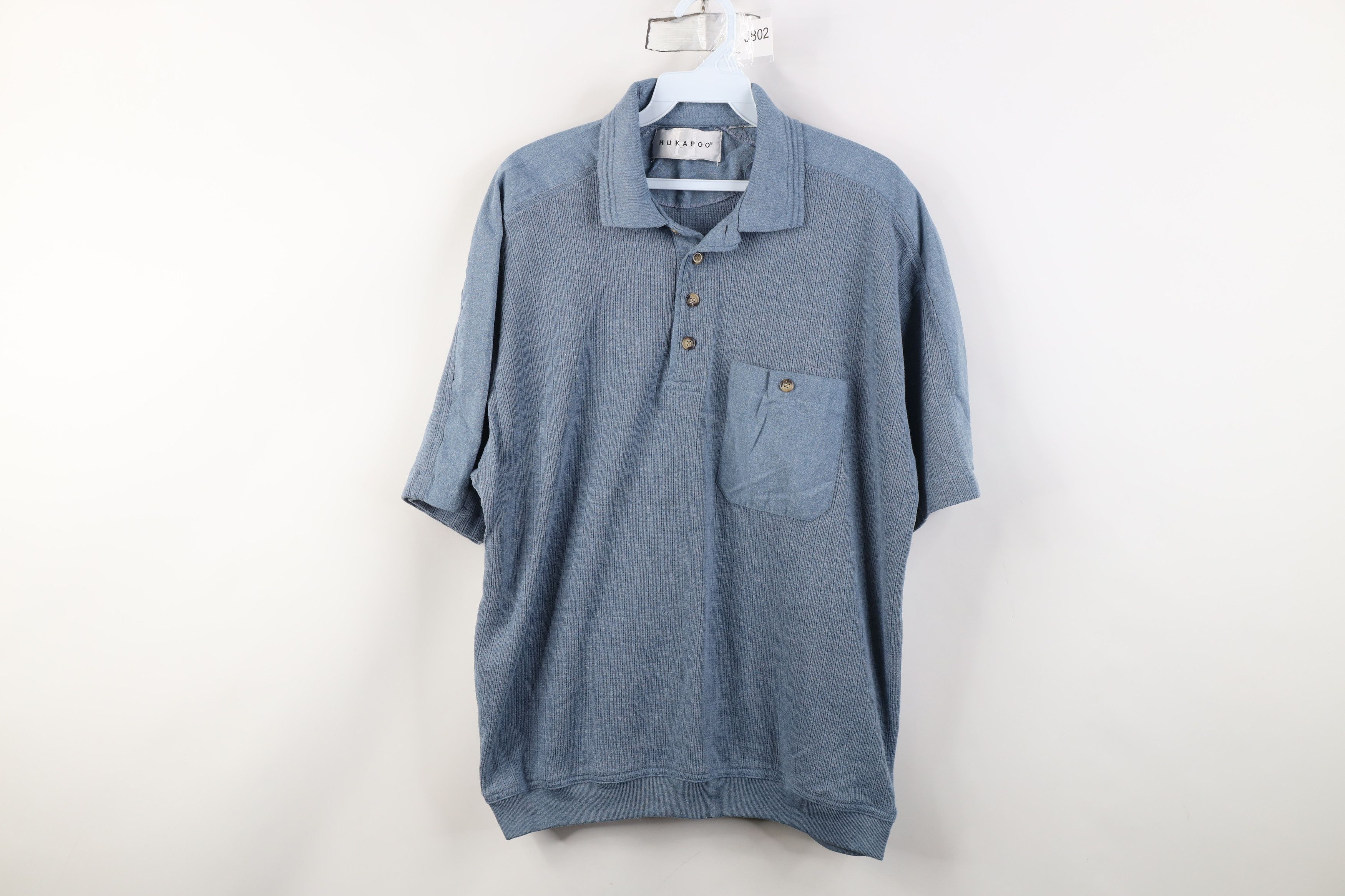Vintage Vintage 90s Streetwear Chambray Pullover Polo Shirt Blue Size US M / EU 48-50 / 2 - 1 Thumbnail
