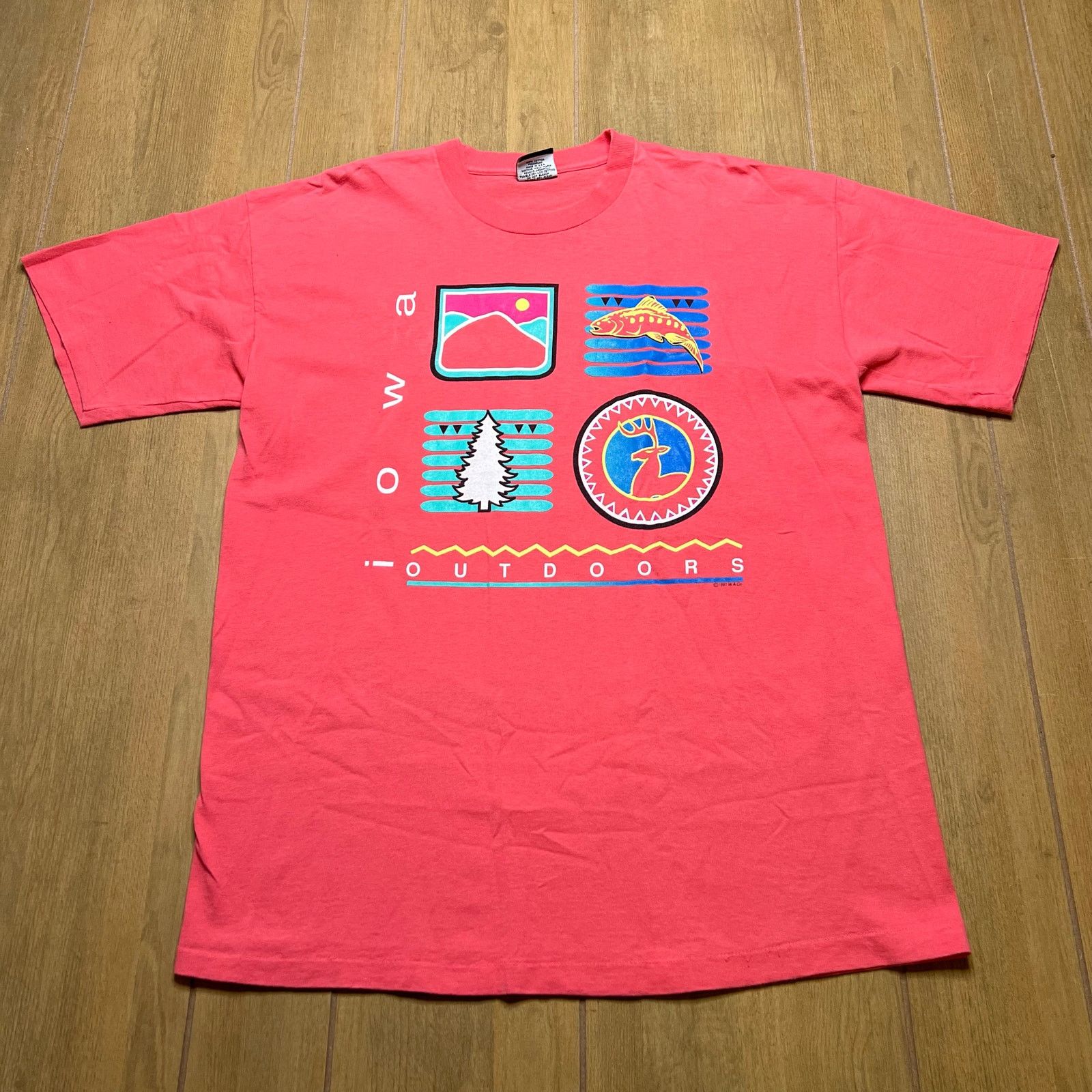 Vintage Vintage 90s Pink IOWA Outdoors Fishing Lake Graphic TShirt L Size US L / EU 52-54 / 3 - 1 Thumbnail